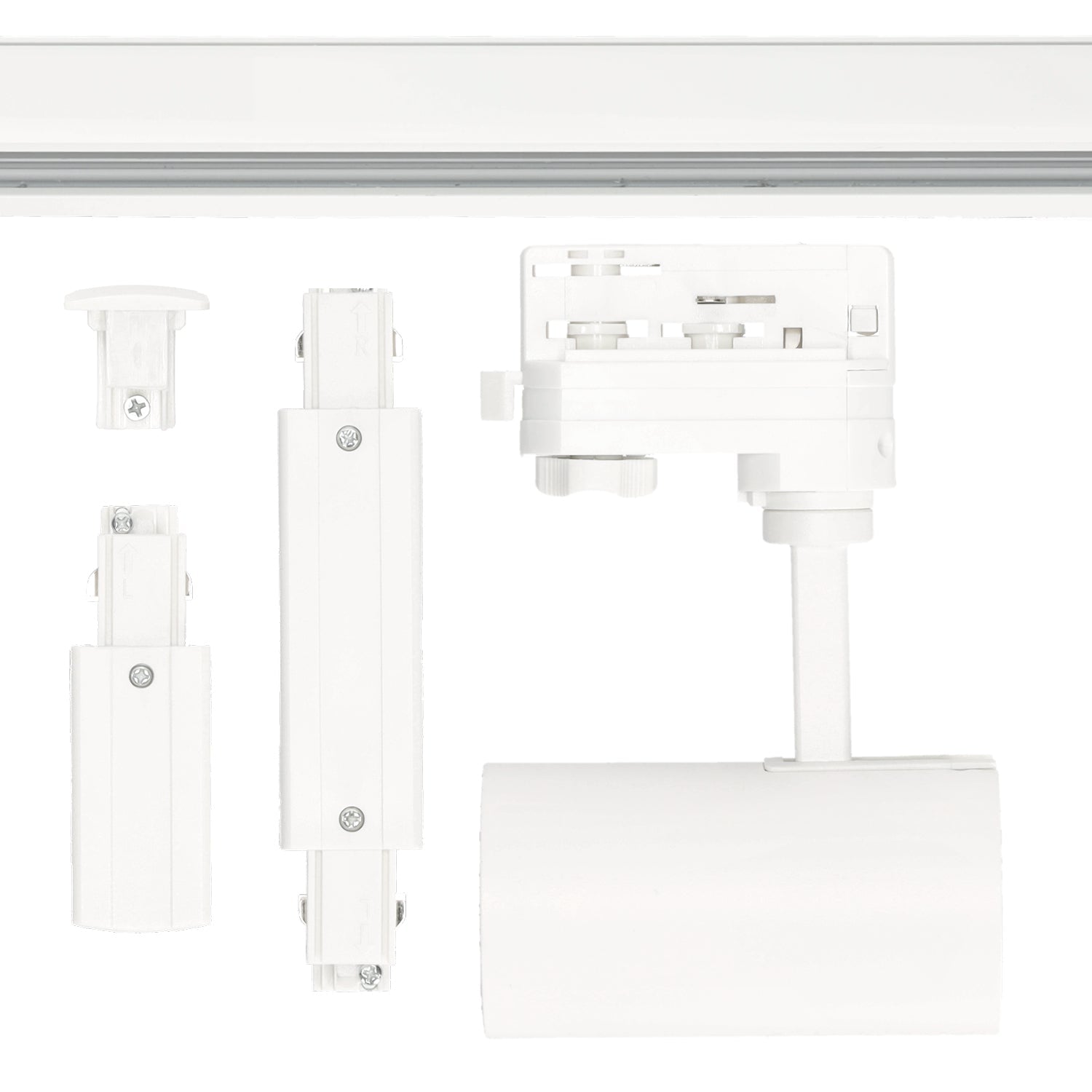Zestaw szynowy 3 fazowy szyna 1m+1m+1m, 9x Lampa, łącznik prosty BIAŁY - LAITICA