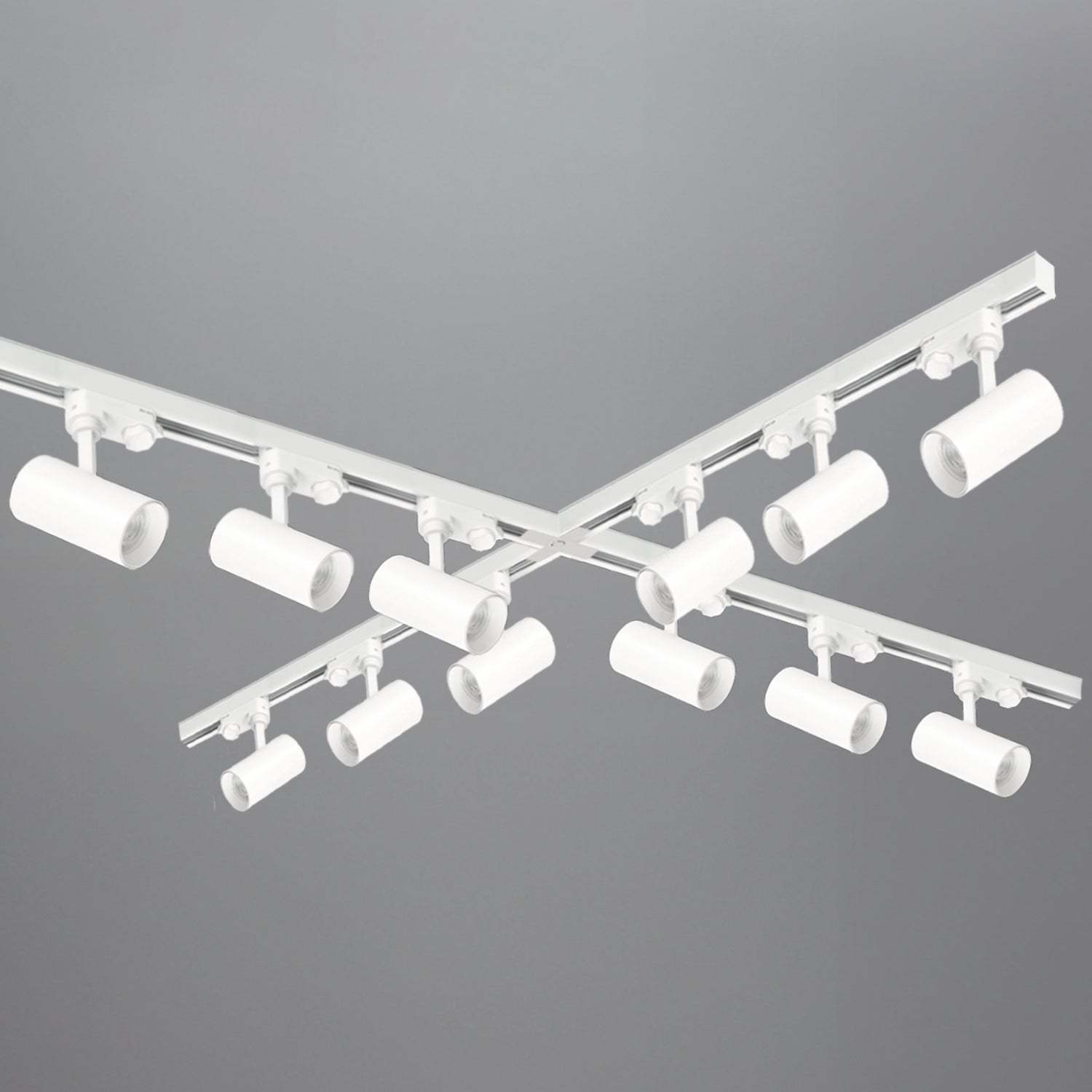Zestaw szynowy 3 fazowy szyna 1m+1m+1m+1m, 12x Lampa, łącznik X BIAŁY - LAITICA