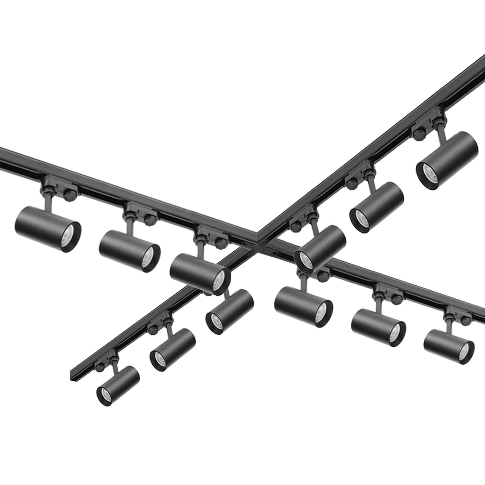 Zestaw szynowy 3 fazowy szyna 1m+1m+1m+1m, 12x Lampa, łącznik X CZARNY - LAITICA