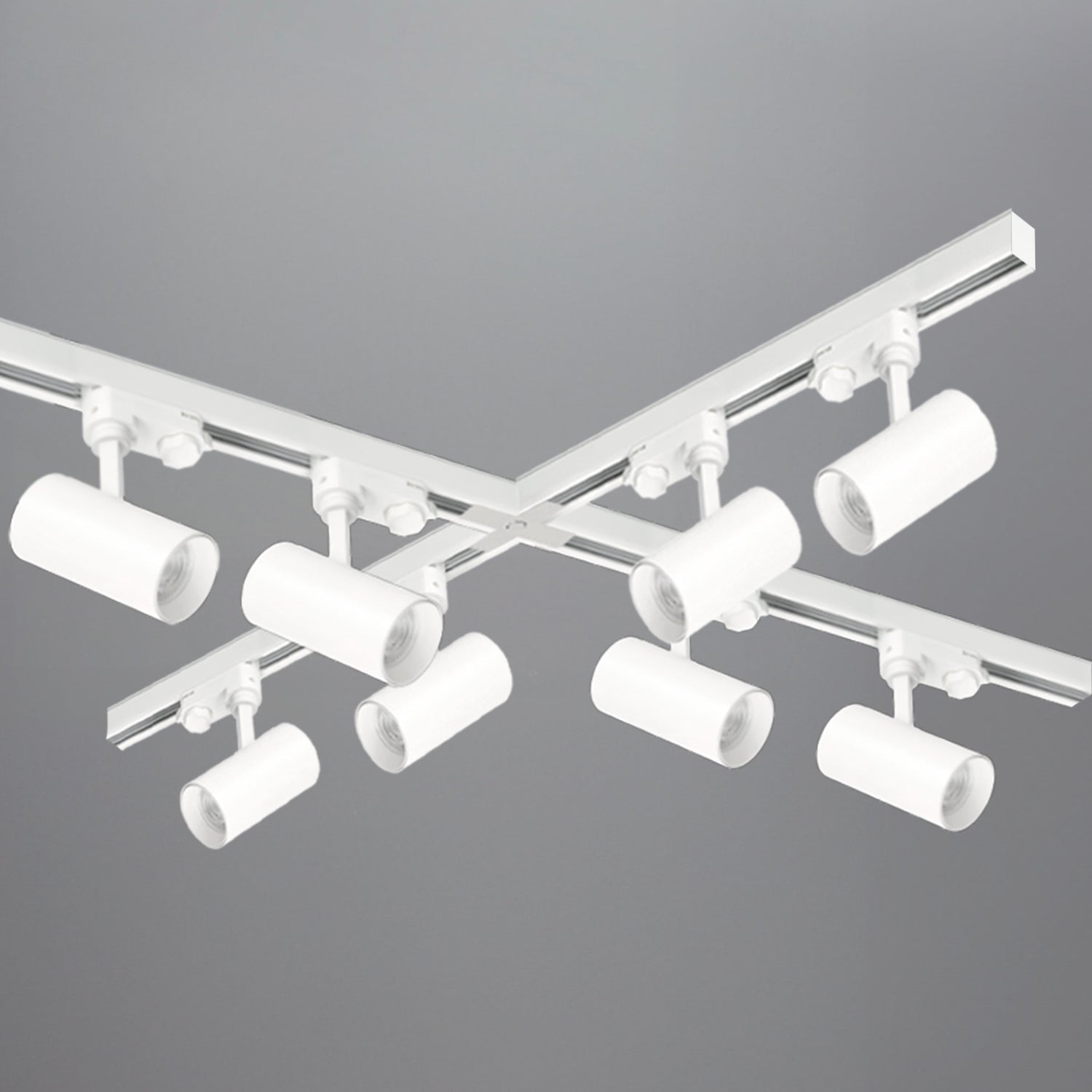 Zestaw szynowy 3 fazowy szyna 1m+1m+1m+1m, 8x Lampa, łącznik X BIAŁY - LAITICA