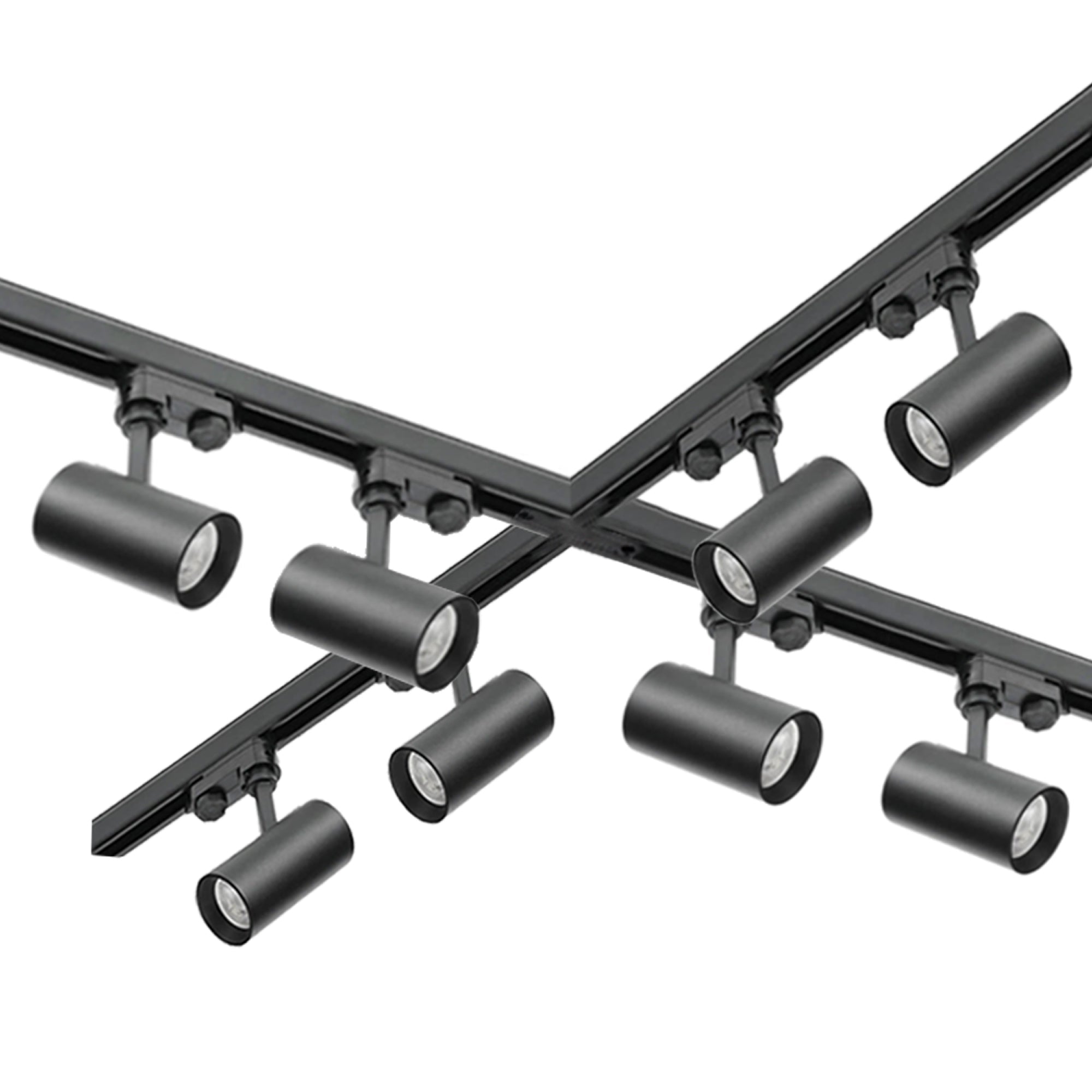 Zestaw szynowy 3 fazowy szyna 1m+1m+1m+1m, 8x Lampa, łącznik X CZARNY - LAITICA