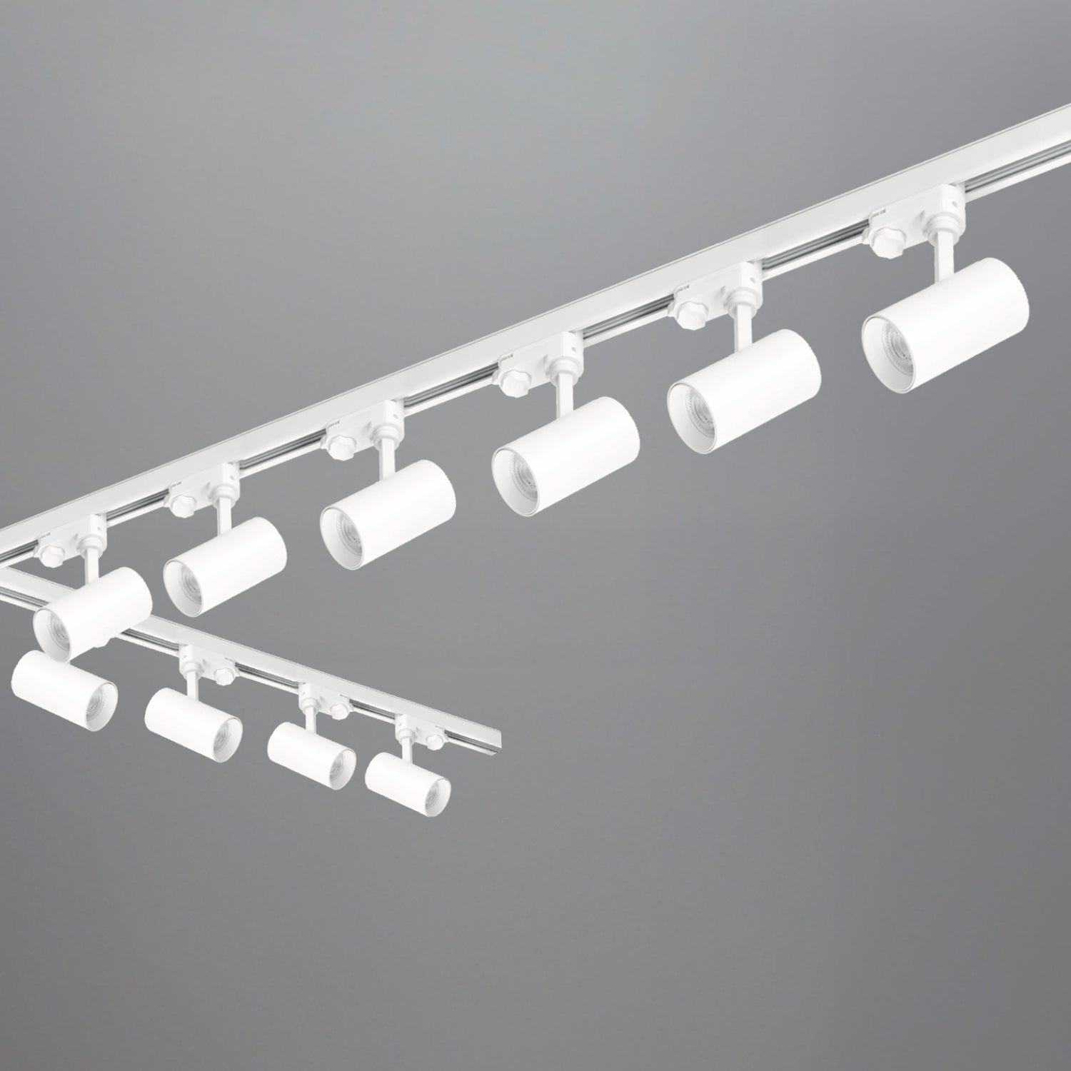 Zestaw szynowy 3 fazowy szyna 1m+1m+2m, 10x Lampa, łącznik I + L BIAŁY - LAITICA