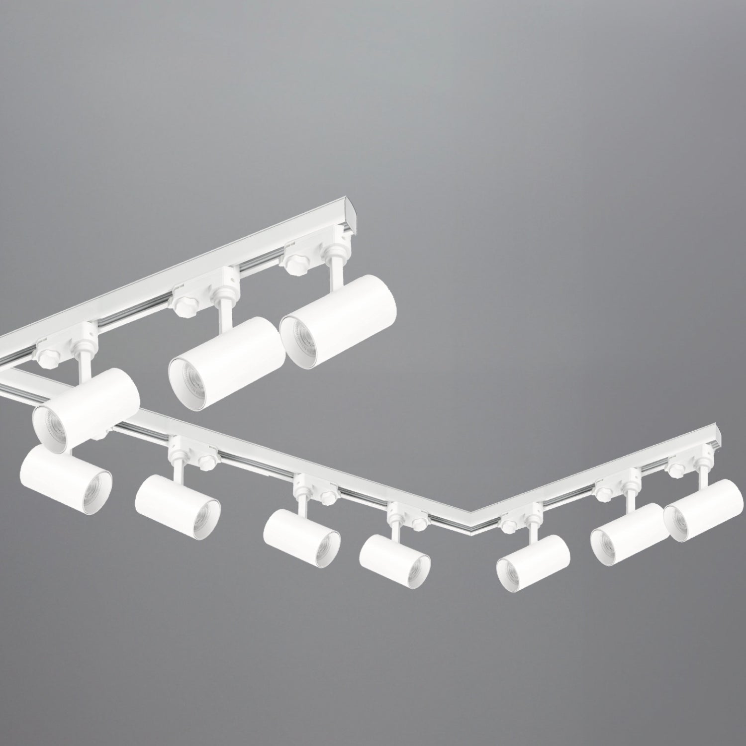 Zestaw szynowy 3 fazowy szyna 1m+1m+2m, 10x Lampa, łącznik L BIAŁY komplet - LAITICA