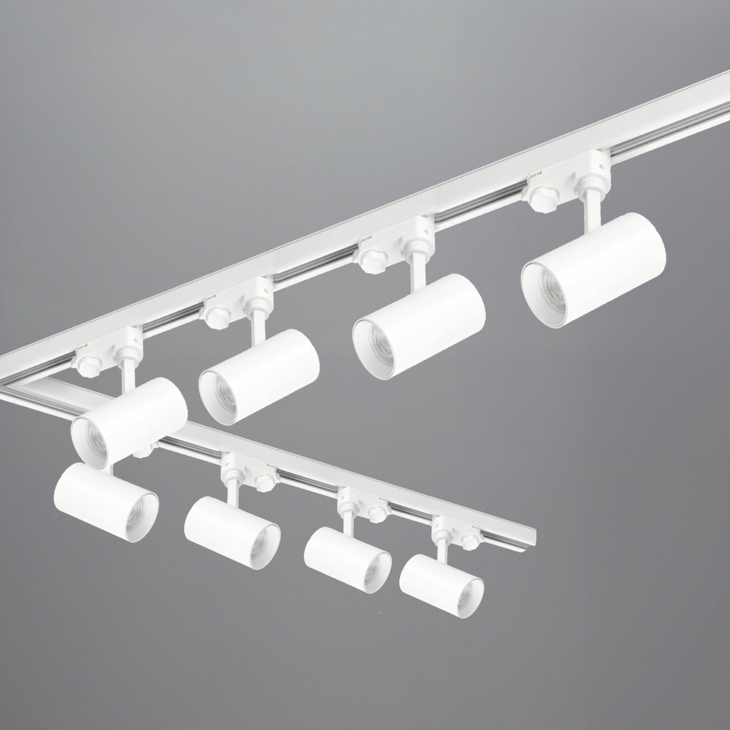 Zestaw szynowy 3 fazowy szyna 1m+1m+2m, 8x Lampa, łącznik I + L BIAŁY - LAITICA