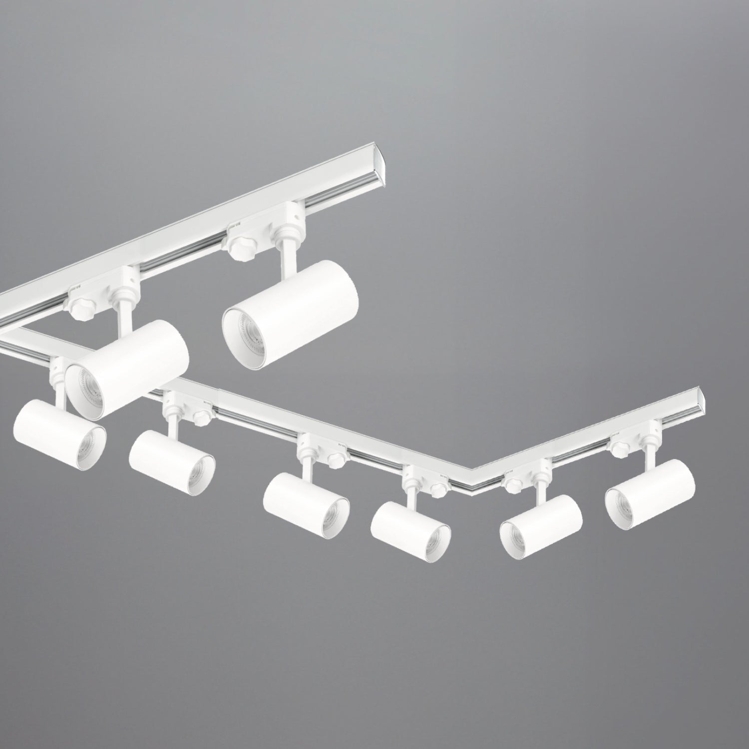 Zestaw szynowy 3 fazowy szyna 1m+1m+2m, 8x Lampa, łącznik L BIAŁY komplet - LAITICA