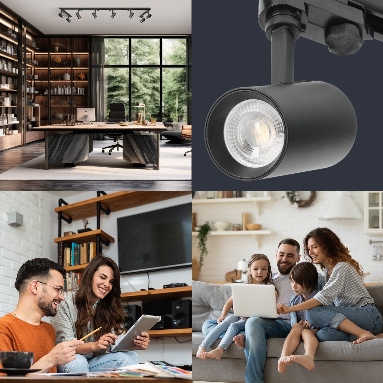 Zestaw szynowy 3 fazowy szyna 1m+1m+2m, 8x Lampa, łącznik L CZARNY komplet - LAITICA