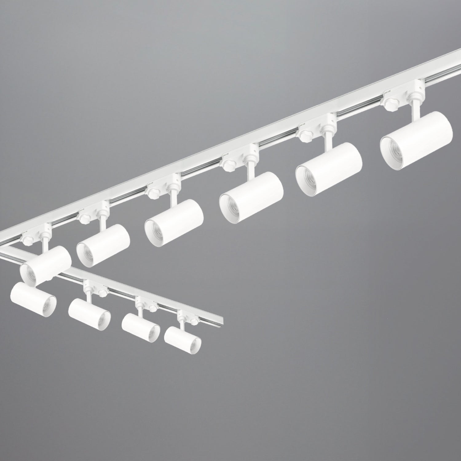 Zestaw szynowy 3 fazowy szyna 1m+2m, 10x Lampa, łącznik L BIAŁY komplet - LAITICA