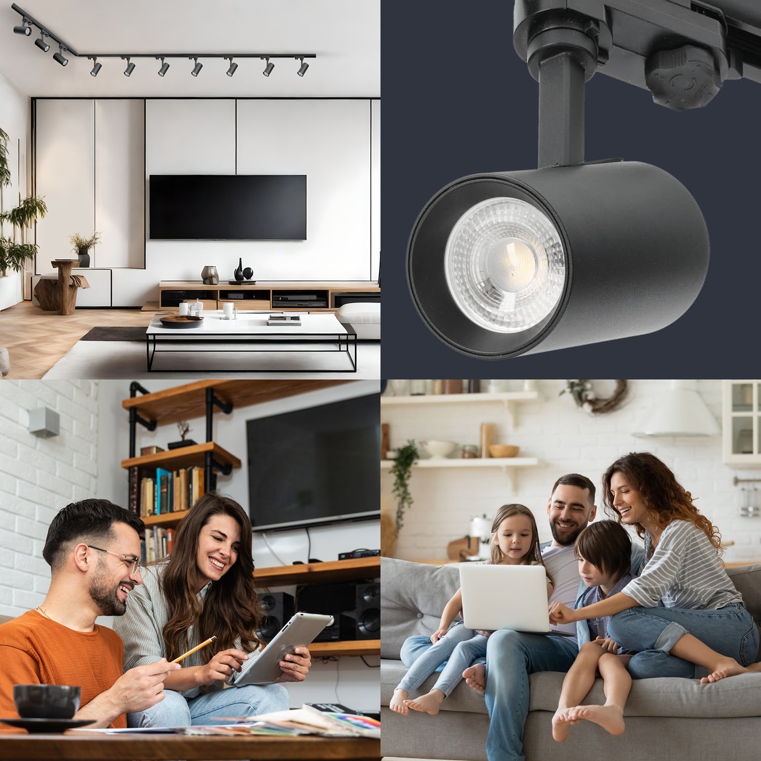 Zestaw szynowy 3 fazowy szyna 1m+2m, 10x Lampa, łącznik L CZARNY komplet - LAITICA