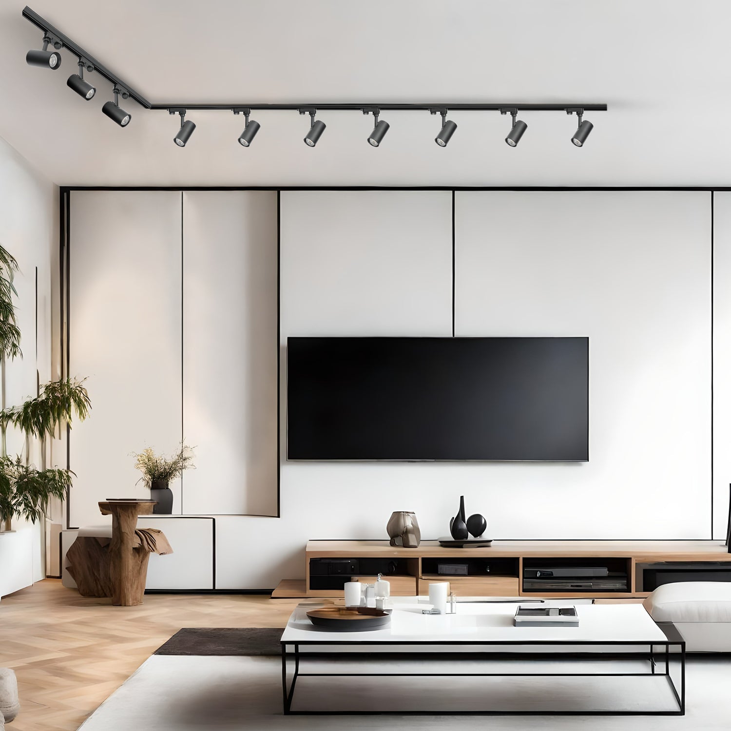 Zestaw szynowy 3 fazowy szyna 1m+2m, 10x Lampa, łącznik L CZARNY komplet - LAITICA