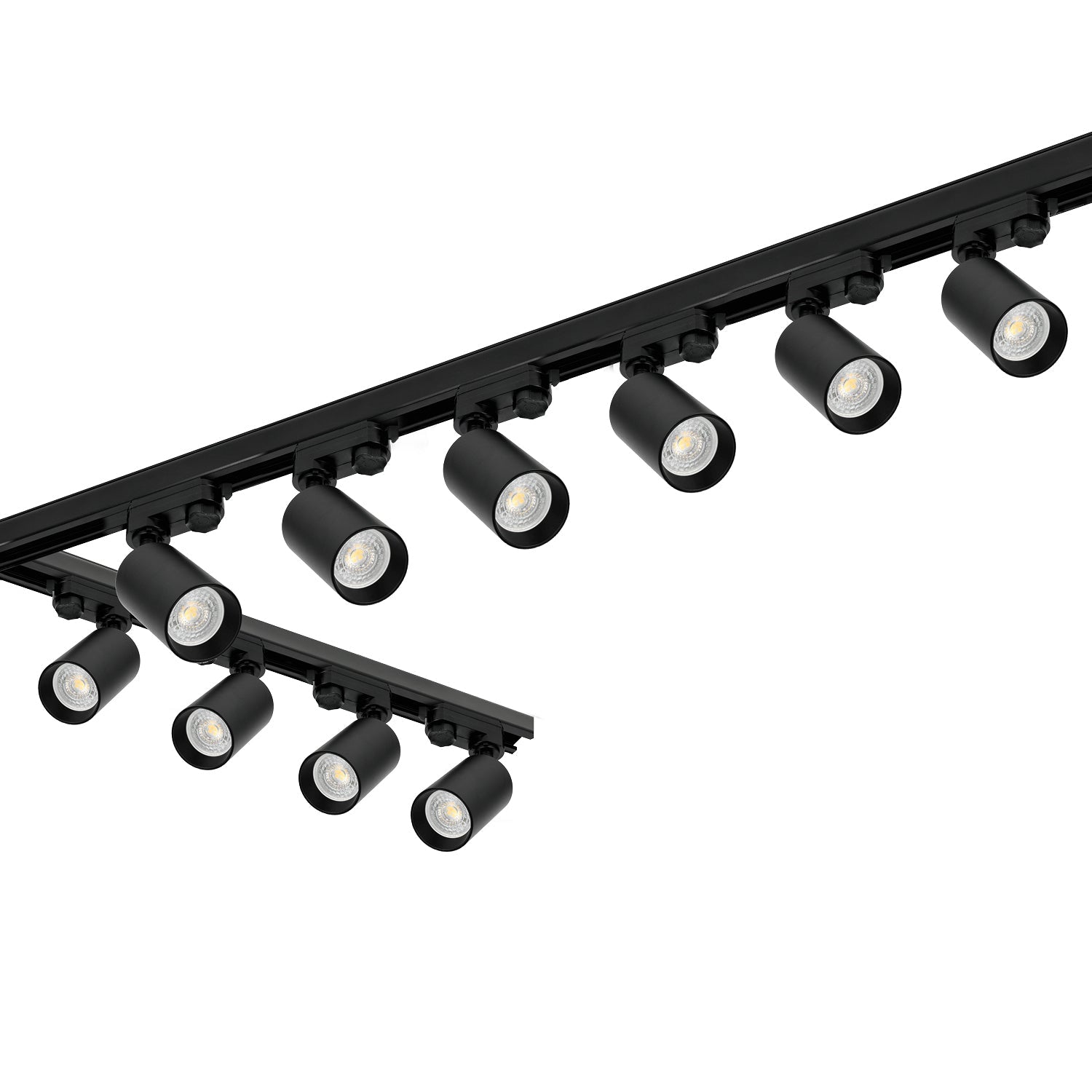 Zestaw szynowy 3 fazowy szyna 1m+2m, 10x Lampa, łącznik L CZARNY komplet - LAITICA