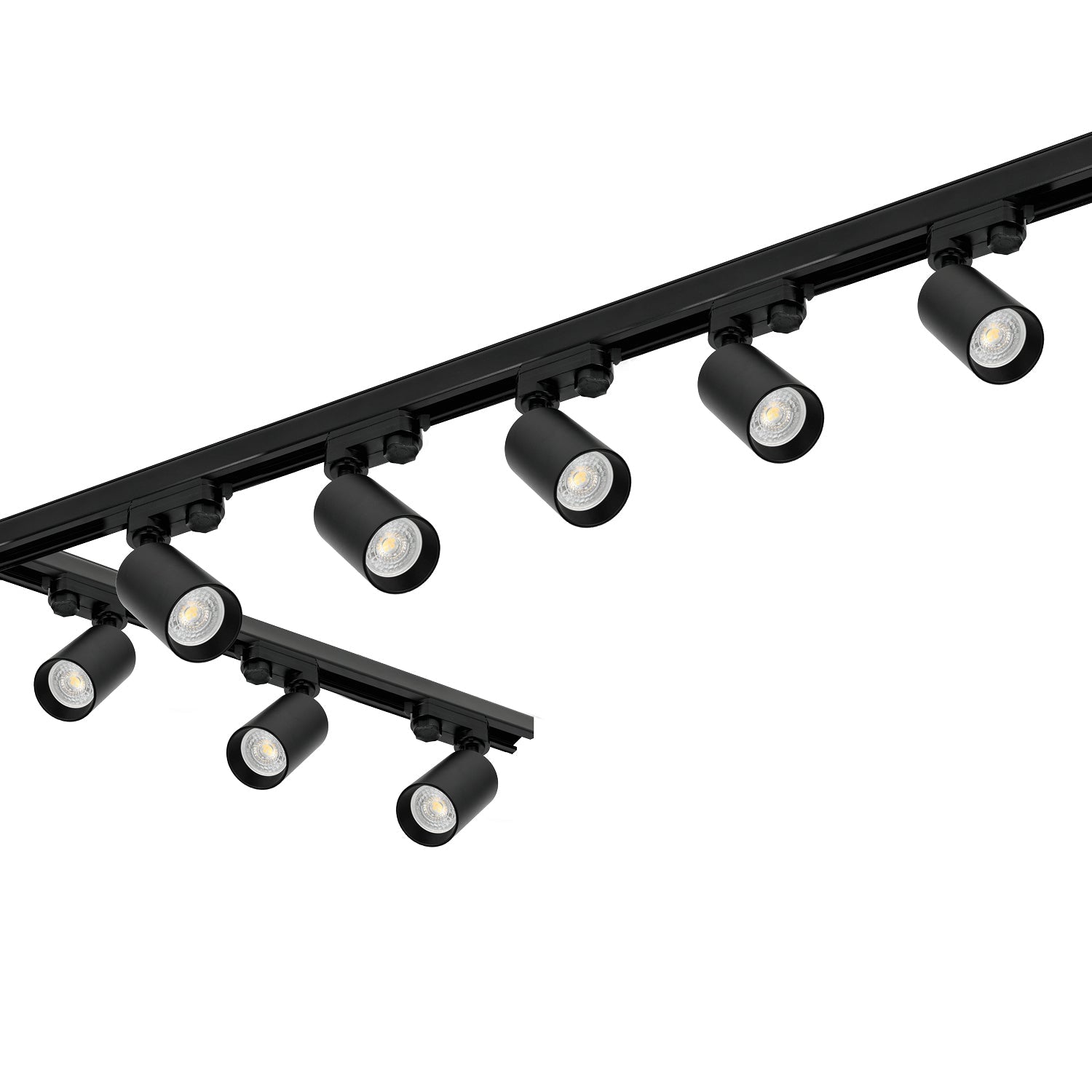 Zestaw szynowy 3 fazowy szyna 1m+2m, 8x Lampa, łącznik L CZARNY komplet - LAITICA