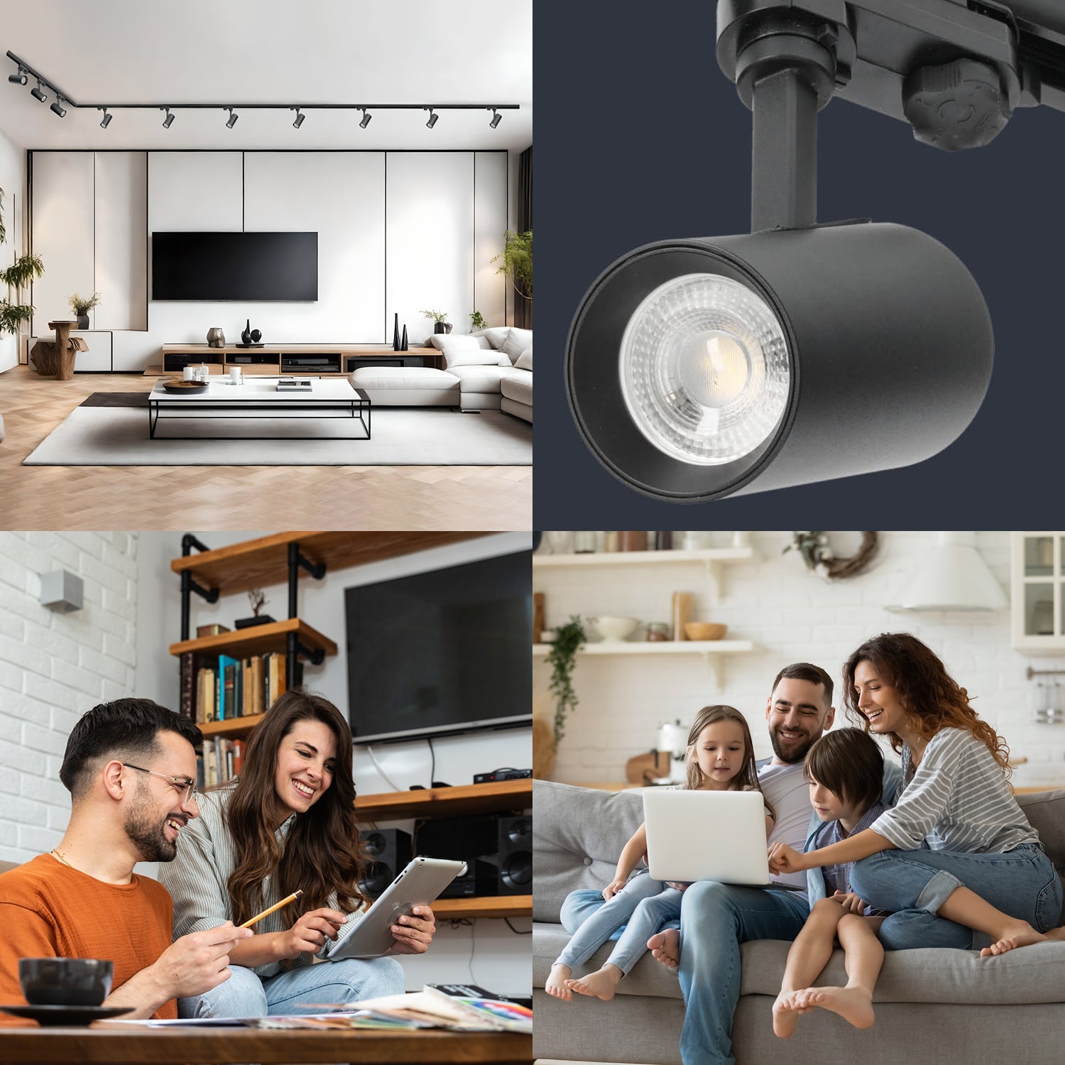 Zestaw szynowy 3 fazowy szyna 1m+2m+2m, 10x Lampa, łącznik I + L CZARNY - LAITICA