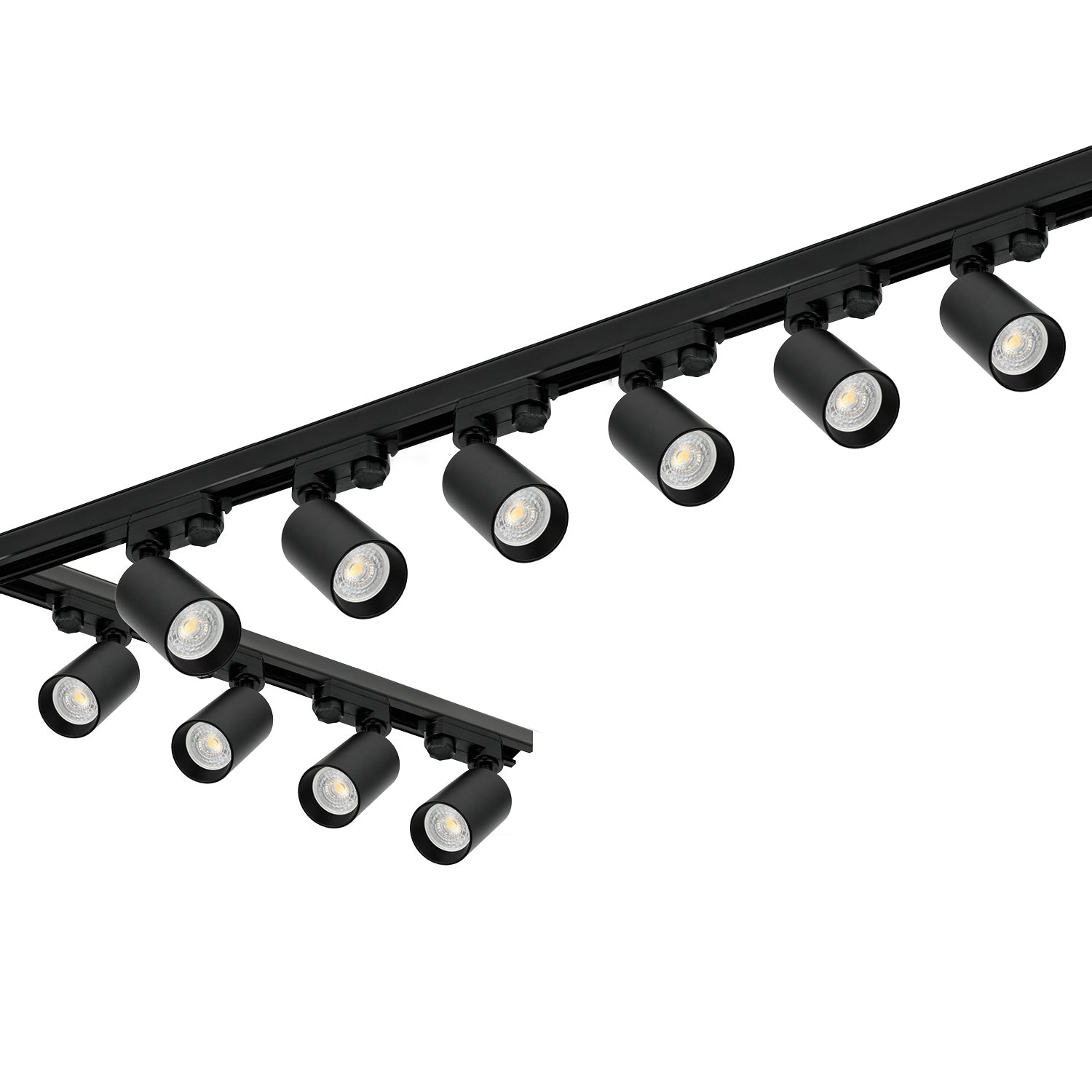 Zestaw szynowy 3 fazowy szyna 1m+2m+2m, 10x Lampa, łącznik I + L CZARNY - LAITICA