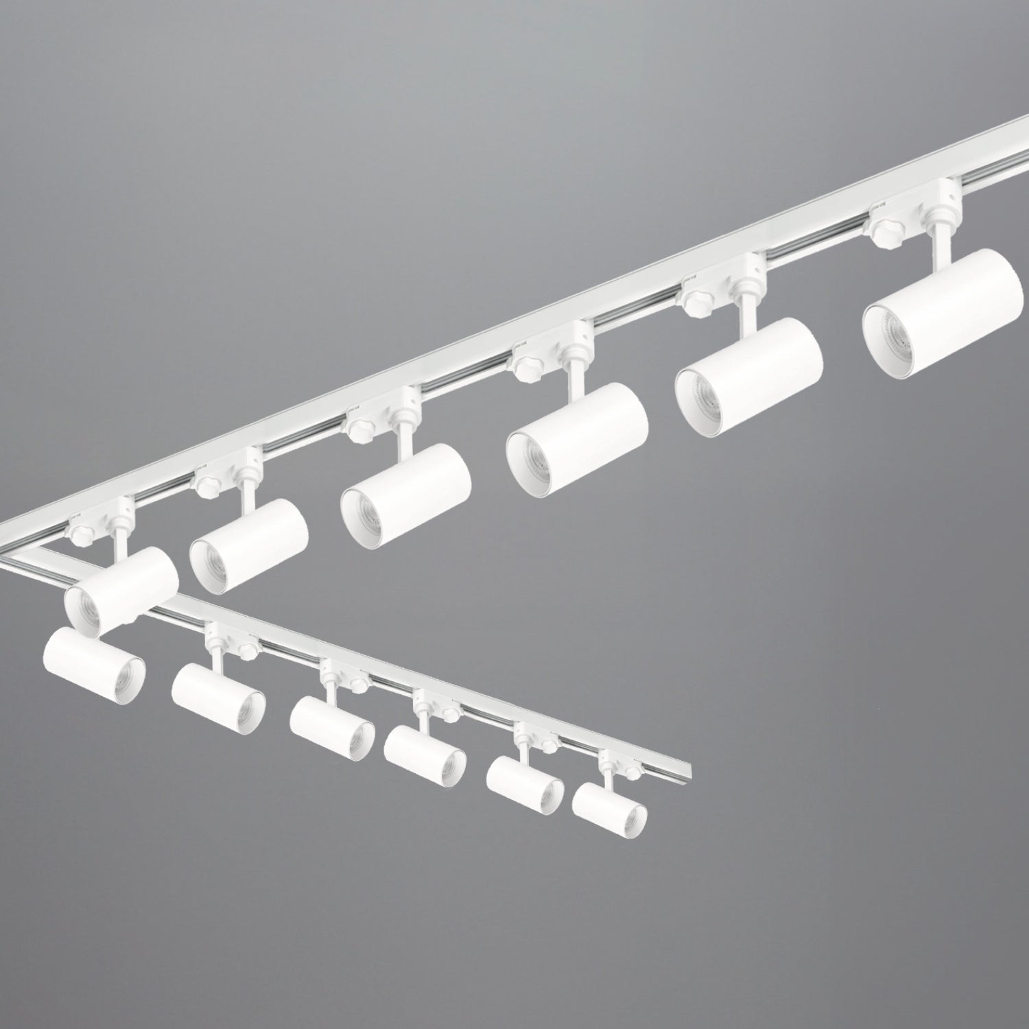 Zestaw szynowy 3 fazowy szyna 1m+2m+2m, 12x Lampa, łącznik I + L BIAŁY - LAITICA