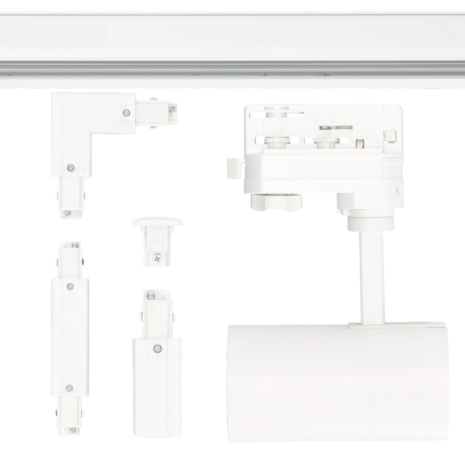 Zestaw szynowy 3 fazowy szyna 1m+2m+2m, 12x Lampa, łącznik I + L BIAŁY - LAITICA