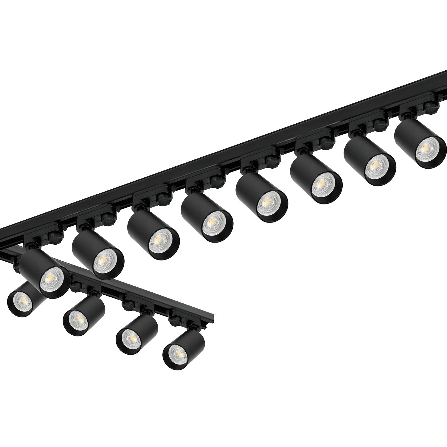 Zestaw szynowy 3 fazowy szyna 1m+2m+2m, 12x Lampa, łącznik I + L CZARNY - LAITICA