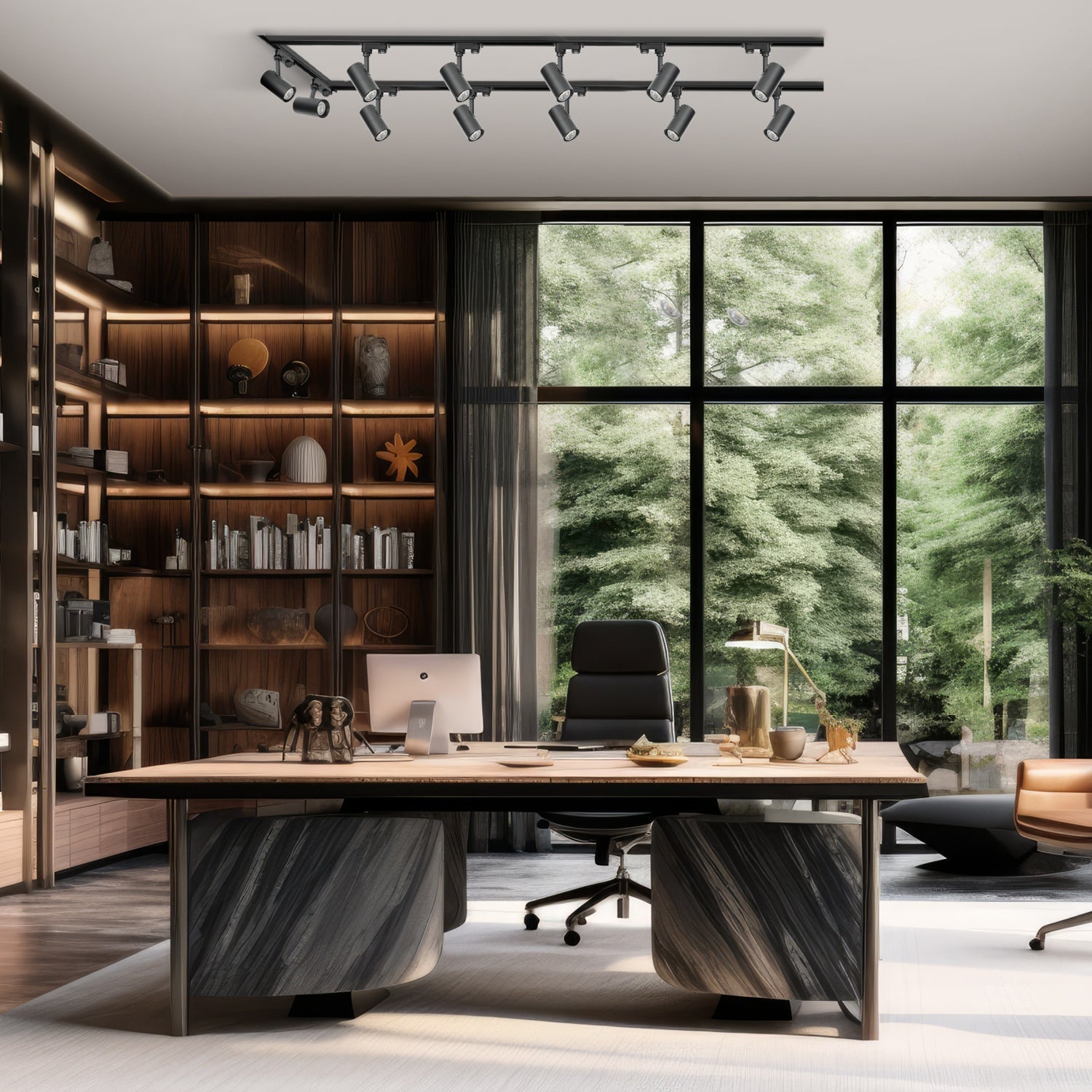 Zestaw szynowy 3 fazowy szyna 1m+2m+2m, 12x Lampa, łącznik L CZARNY - LAITICA