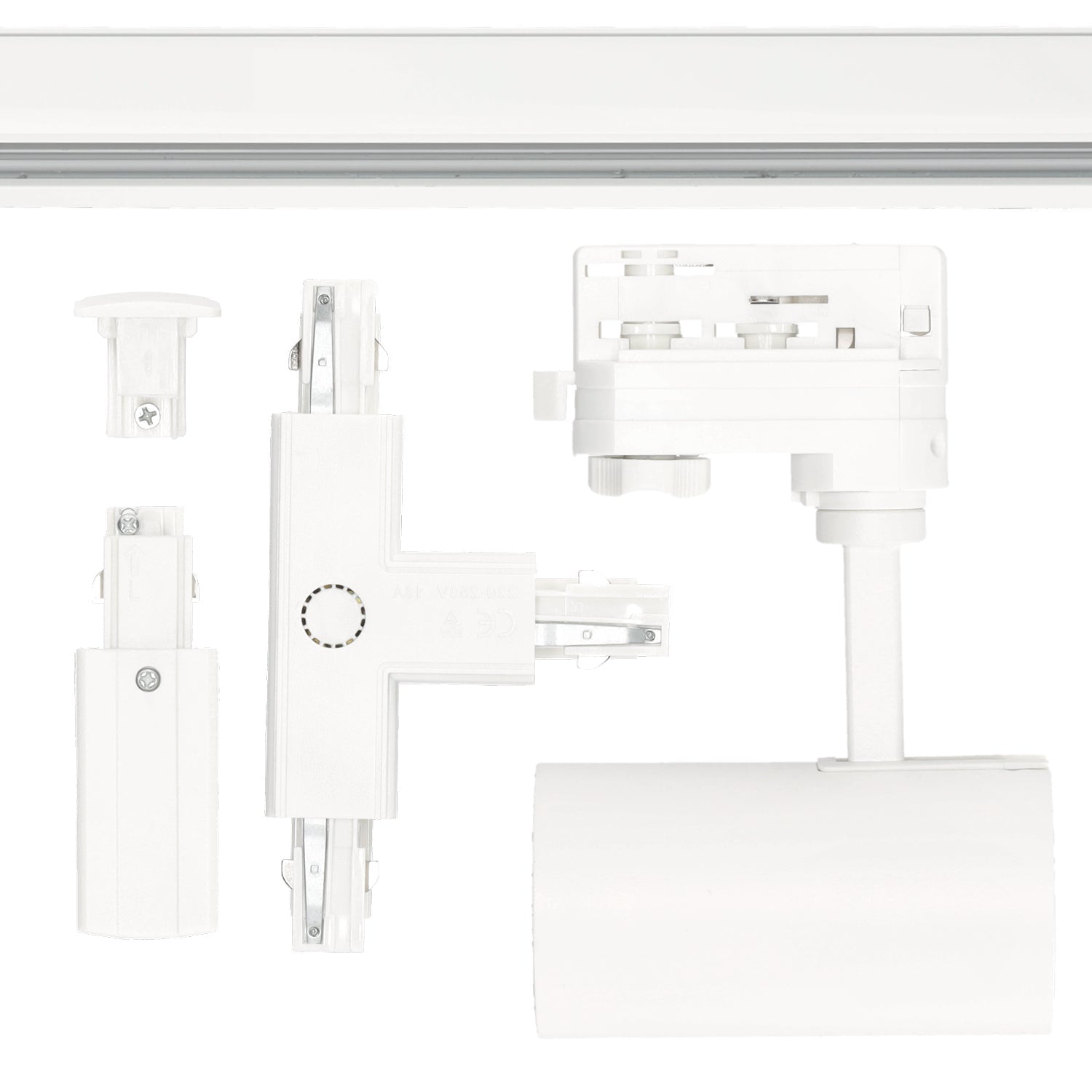 Zestaw szynowy 3 fazowy szyna 1m+2m+2m, 12x Lampa, łącznik T BIAŁY komplet - LAITICA