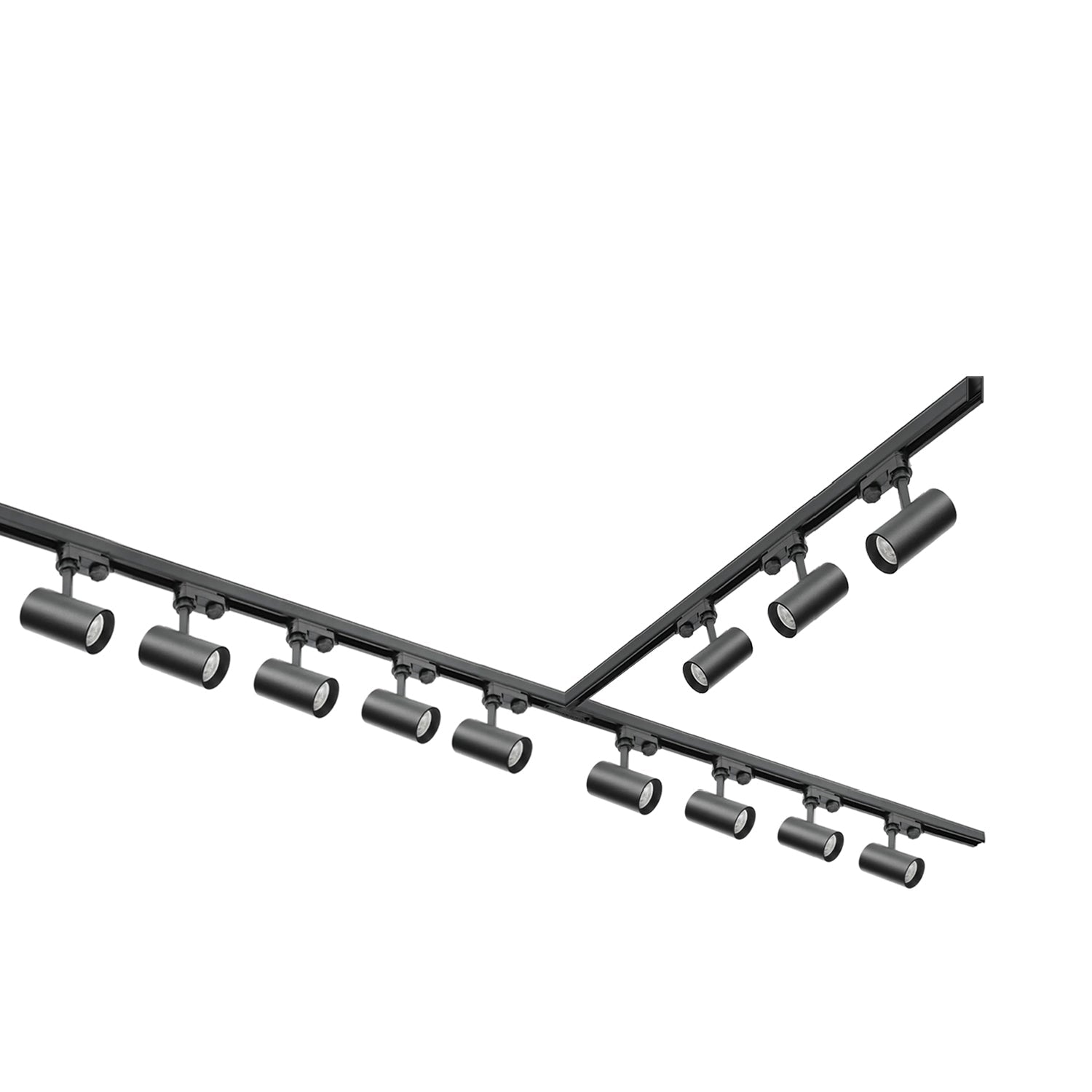 Zestaw szynowy 3 fazowy szyna 1m+2m+2m, 12x Lampa, łącznik T CZARNY komplet - LAITICA