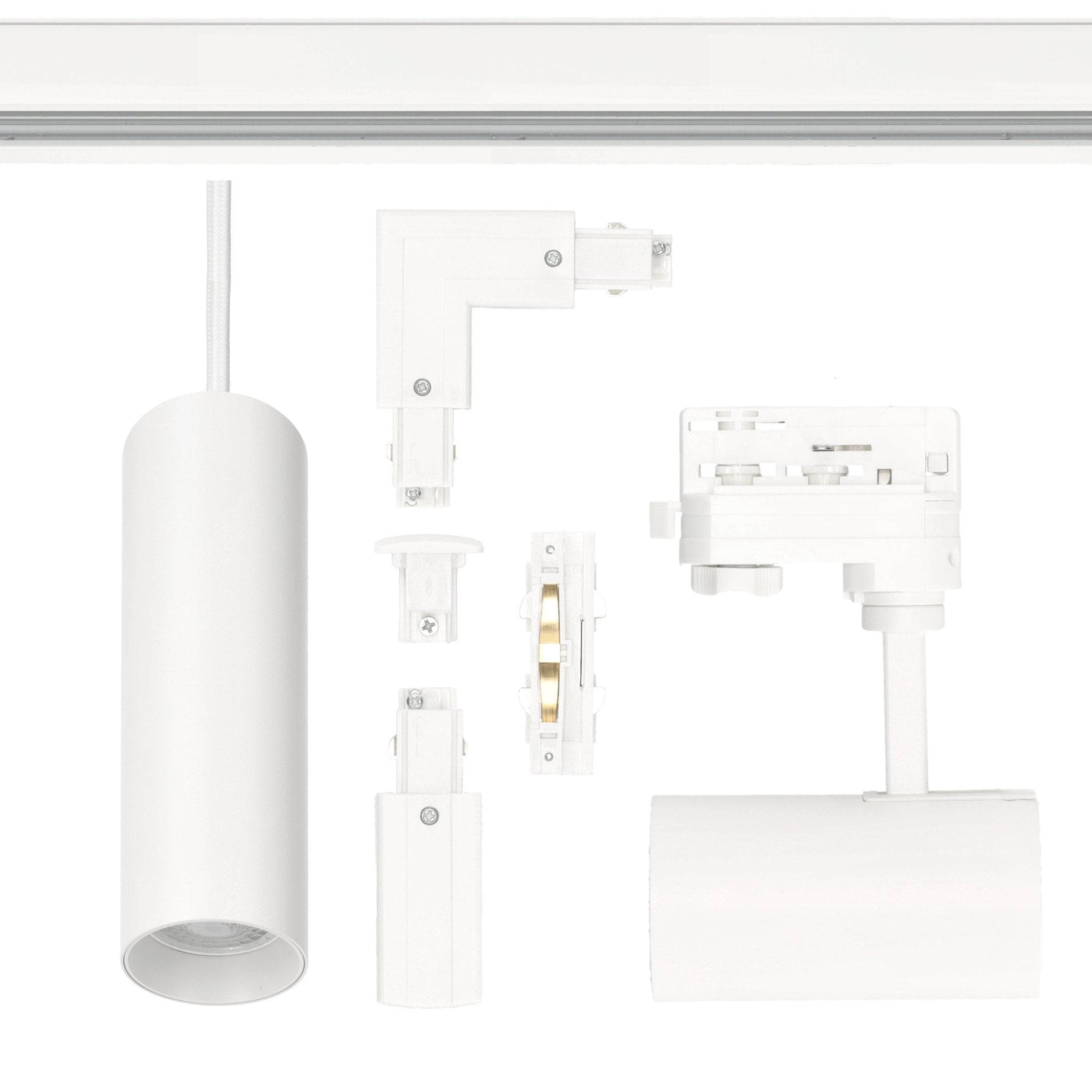Zestaw szynowy 3 fazowy szyna 1m+2m+2m, 8x Lampa, łącznik wew. + L BIAŁY - LAITICA