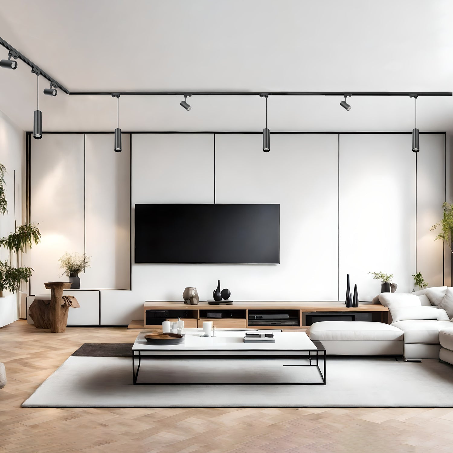 Zestaw szynowy 3 fazowy szyna 1m+2m+2m, 8x Lampa, łącznik wew. + L CZARNY - LAITICA