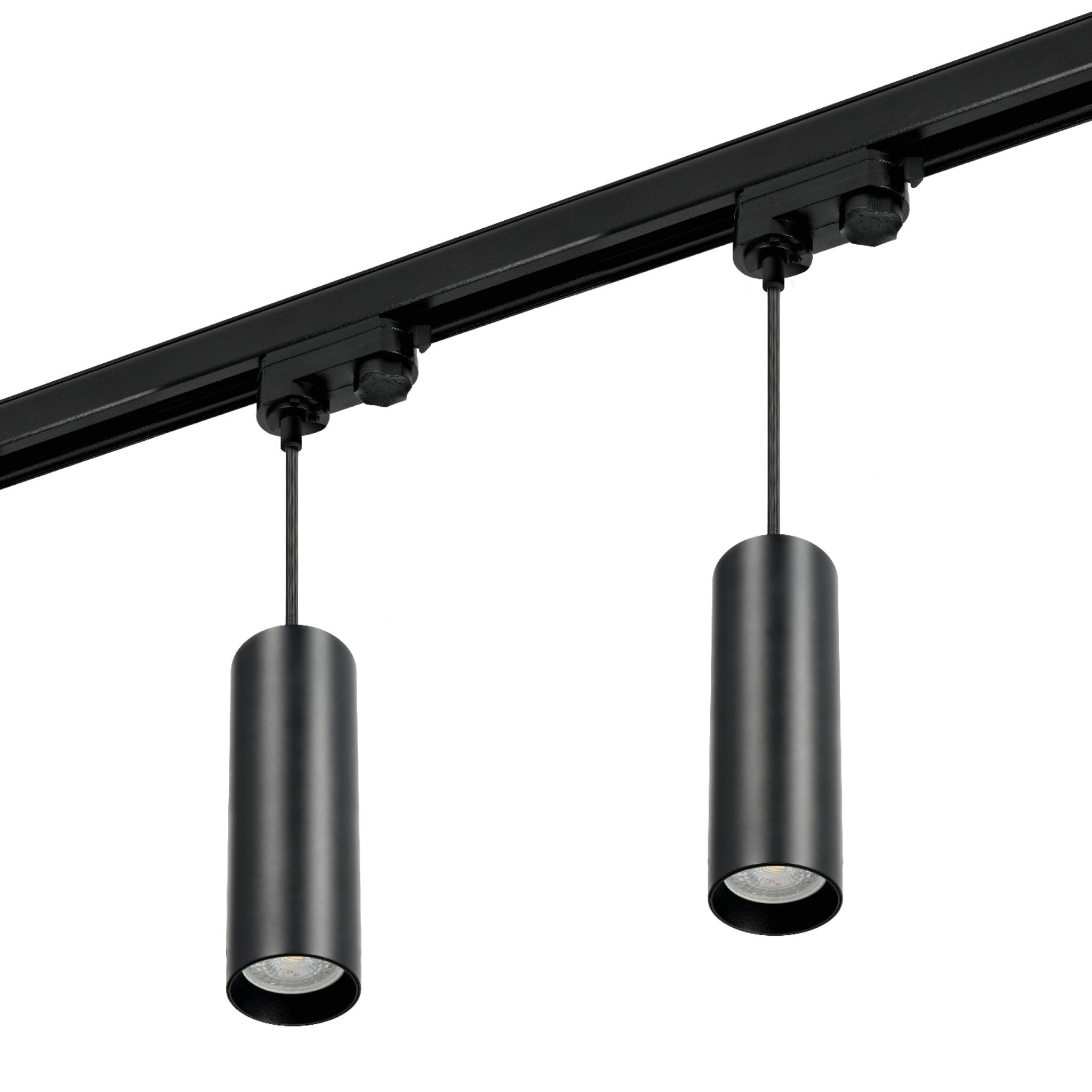 Zestaw szynowy 3 fazowy szyna 2m, 2x Lampa wisząca CZARNY kompletny zestaw - LAITICA