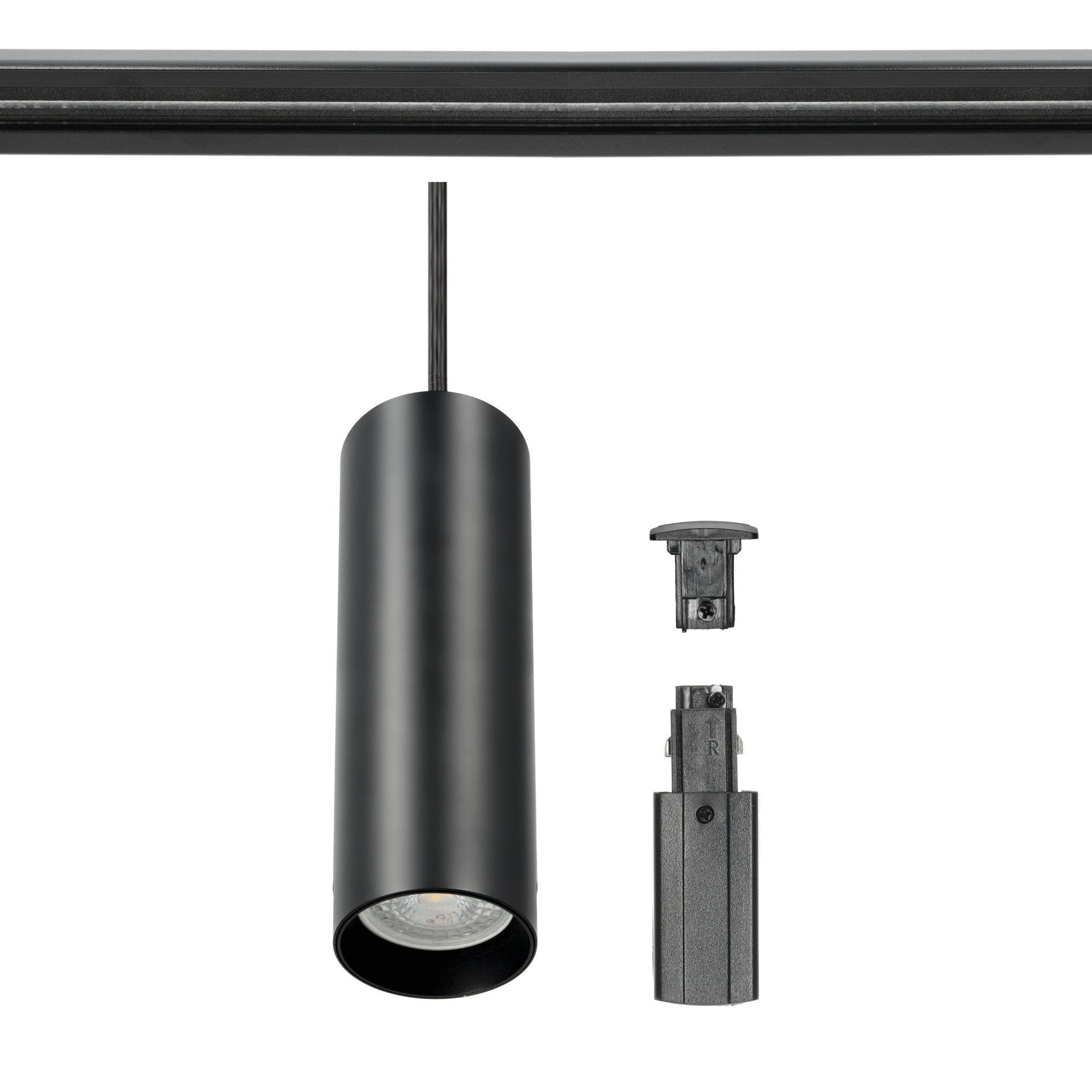 Zestaw szynowy 3 fazowy szyna 2m, 3x Lampa wisząca CZARNY kompletny zestaw - LAITICA