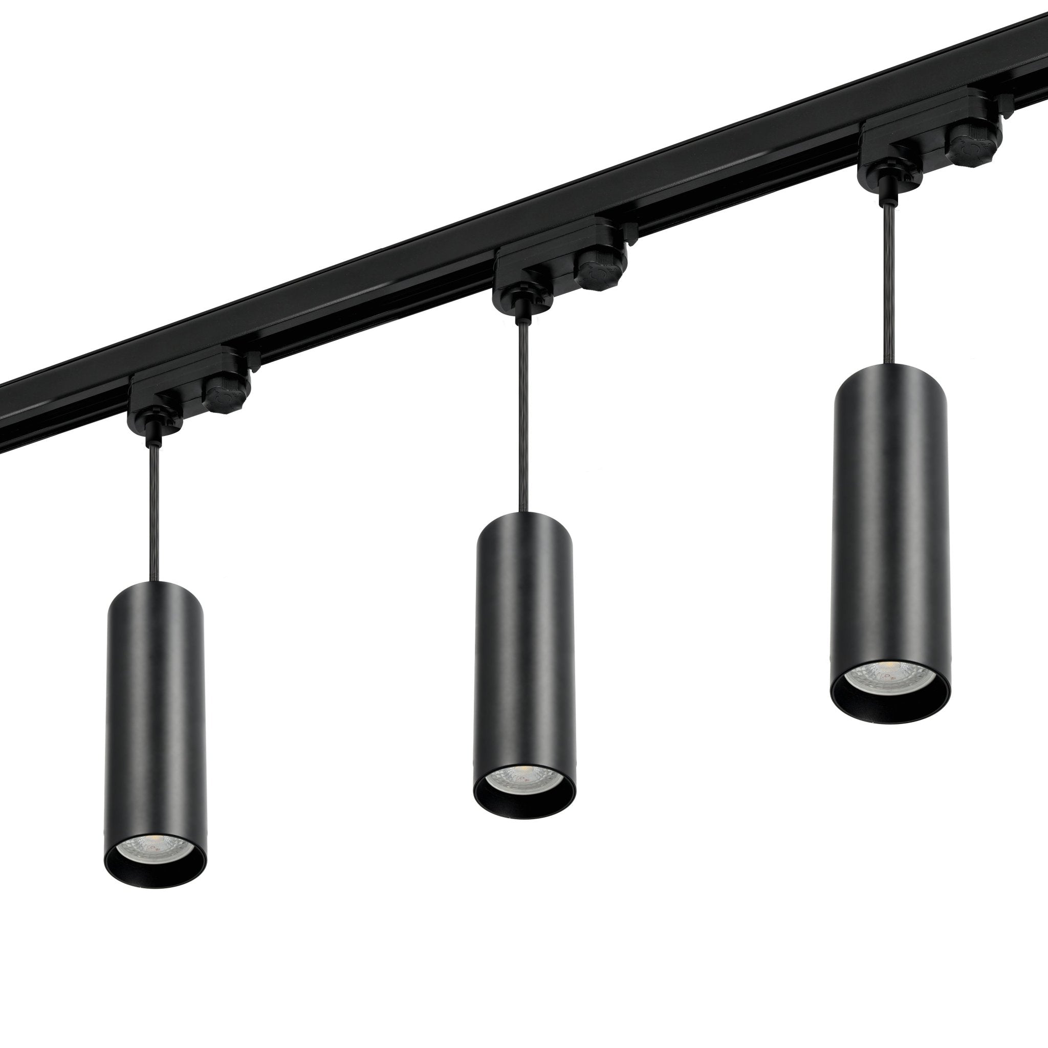Zestaw szynowy 3 fazowy szyna 2m, 3x Lampa wisząca CZARNY kompletny zestaw - LAITICA