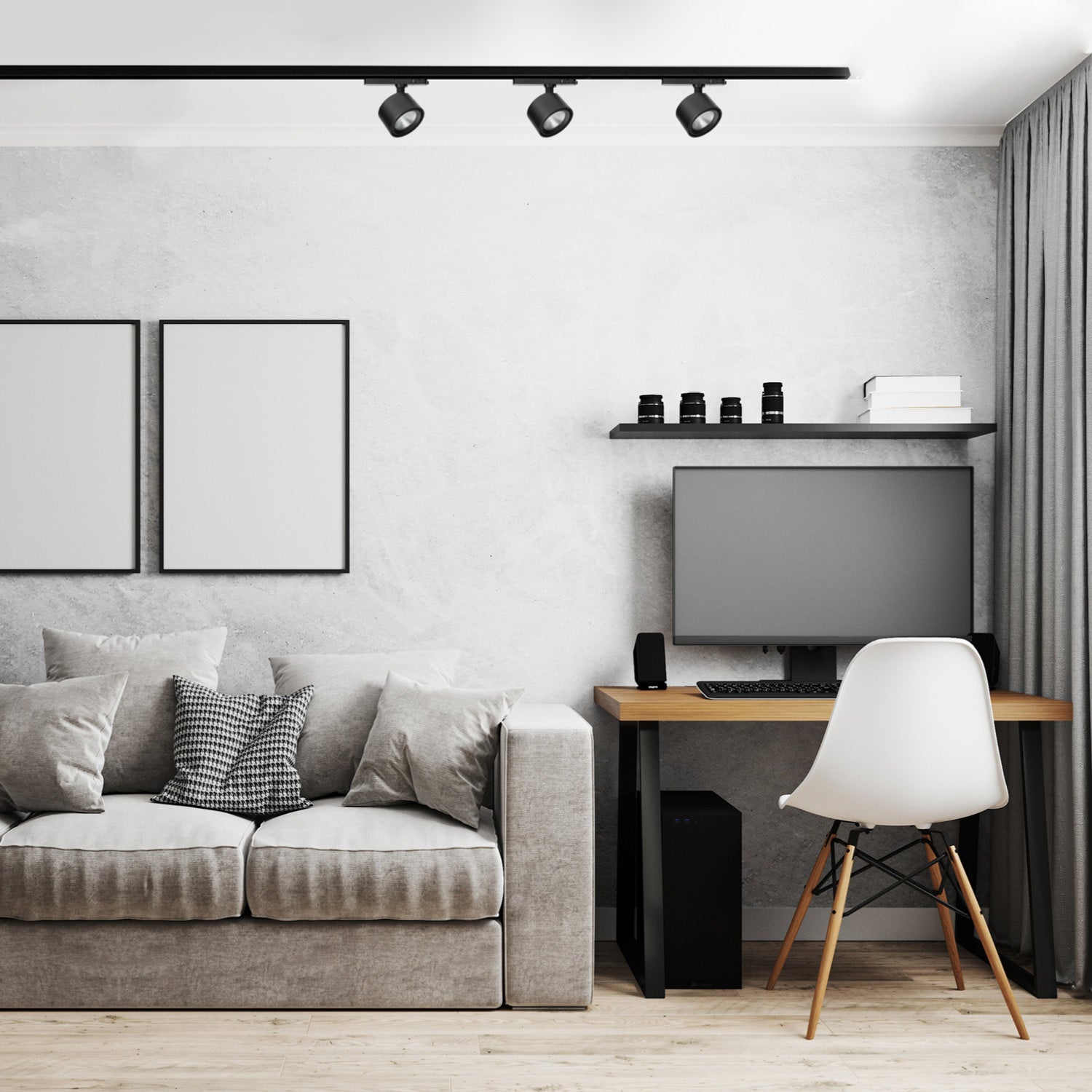 Zestaw szynowy 3 fazowy szyna 2m, 3x LED 10W CZARNY kompletny zestaw - LAITICA