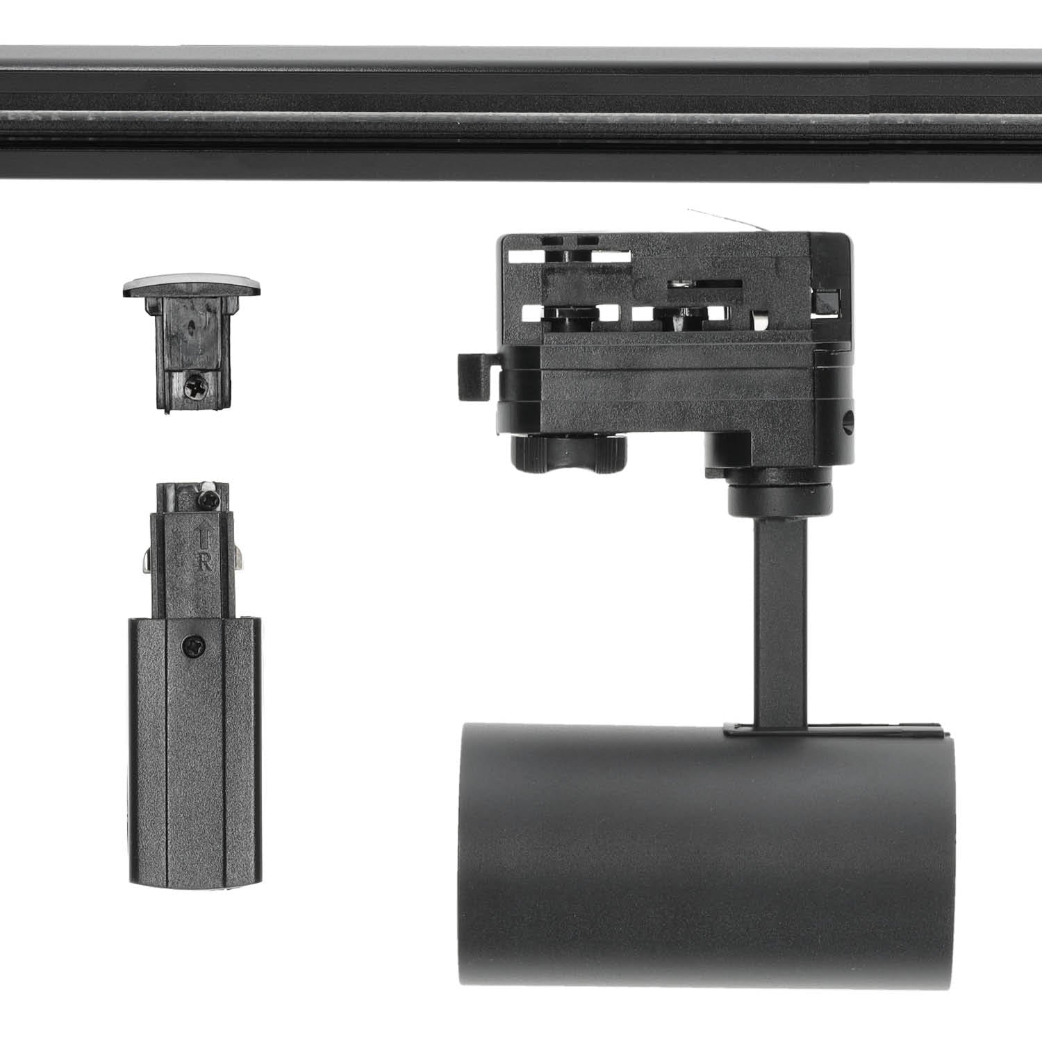 Zestaw szynowy 3 fazowy szyna 2m, 4x Lampa CZARNY kompletny zestaw - LAITICA