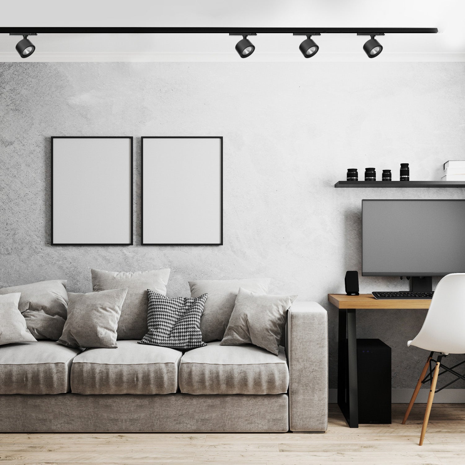 Zestaw szynowy 3 fazowy szyna 2m, 4x LED 10W CZARNY kompletny zestaw - LAITICA