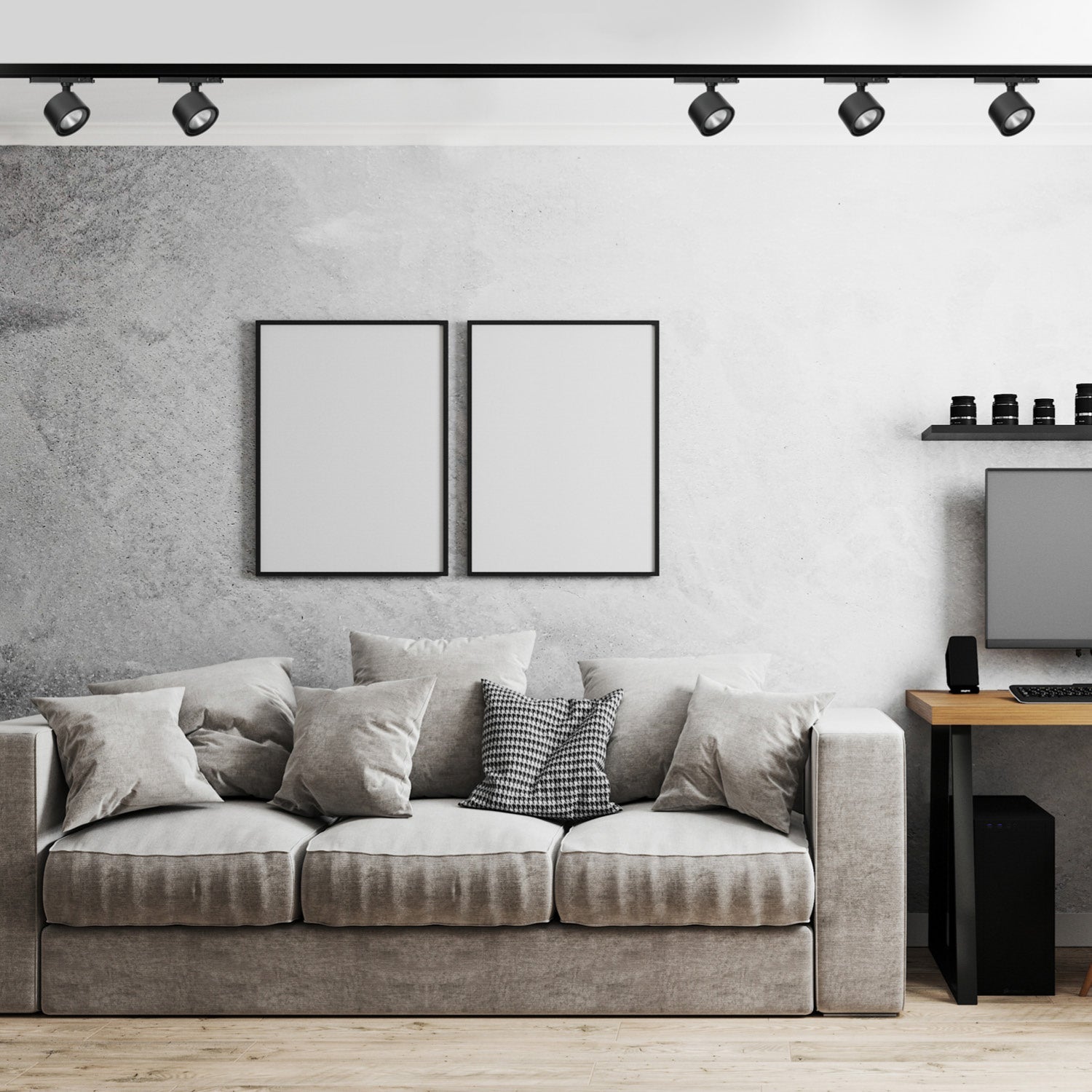 Zestaw szynowy 3 fazowy szyna 2m, 5x LED 10W CZARNY kompletny zestaw - LAITICA