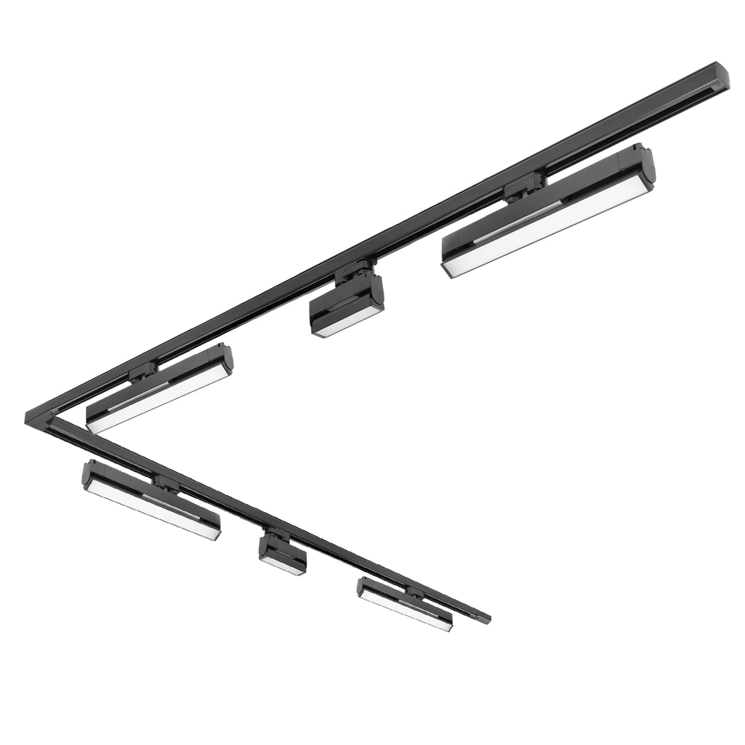 Zestaw szynowy 3 fazowy szyna 2m+2m, 4x Lampa FLEX 36W, 2 lampy flex 12W, łącznik L CZARNY komplet - LAITICA