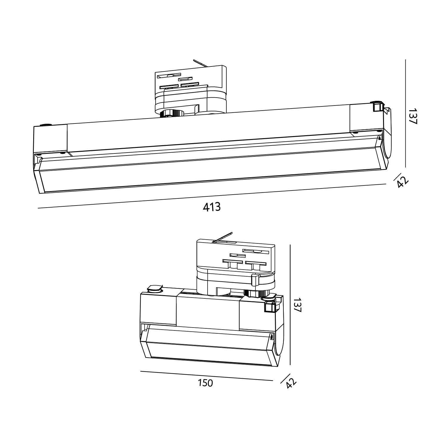 Zestaw szynowy 3 fazowy szyna 2m+2m, 4x Lampa FLEX 36W, 4 lampy flex 12W, łącznik L CZARNY komplet - LAITICA