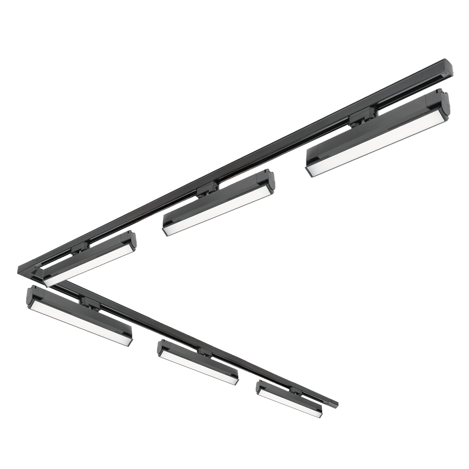 Zestaw szynowy 3 fazowy szyna 2m+2m, 6x Lampa FLEX 36W, łącznik L CZARNY komplet - LAITICA