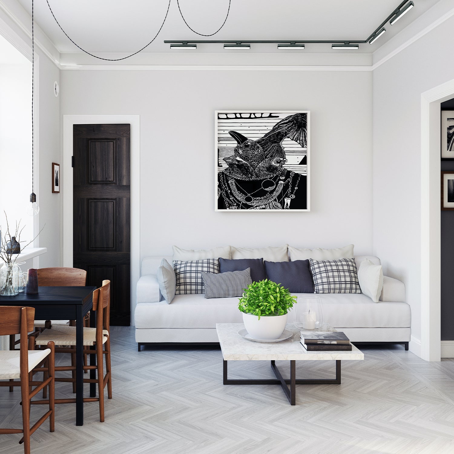 Zestaw szynowy 3 fazowy szyna 2m+2m, 6x Lampa FLEX 36W, łącznik L CZARNY komplet - LAITICA