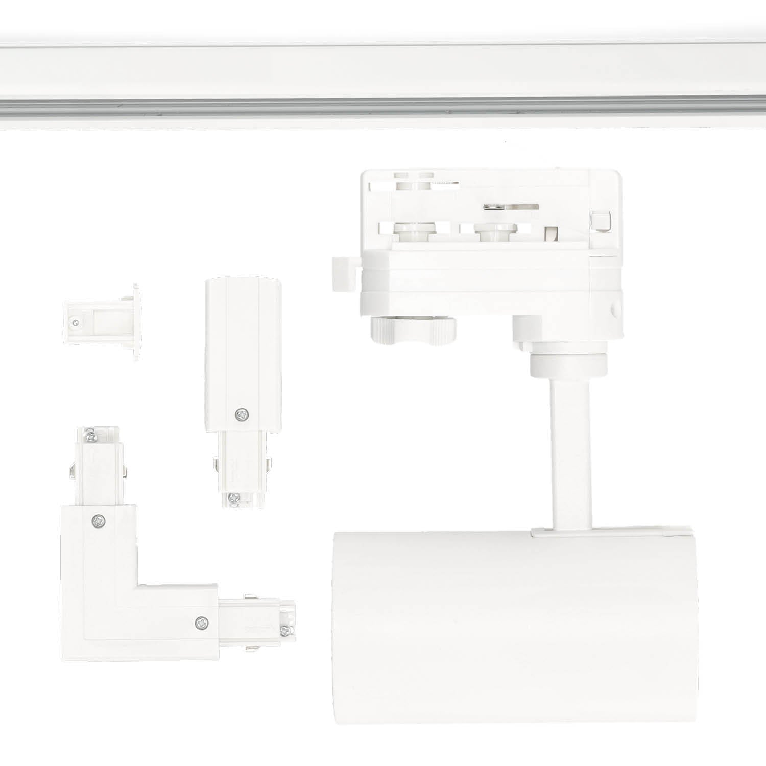 Zestaw szynowy 3 fazowy szyna 2m+2m, 8x Lampa, łącznik L BIAŁY komplet - LAITICA