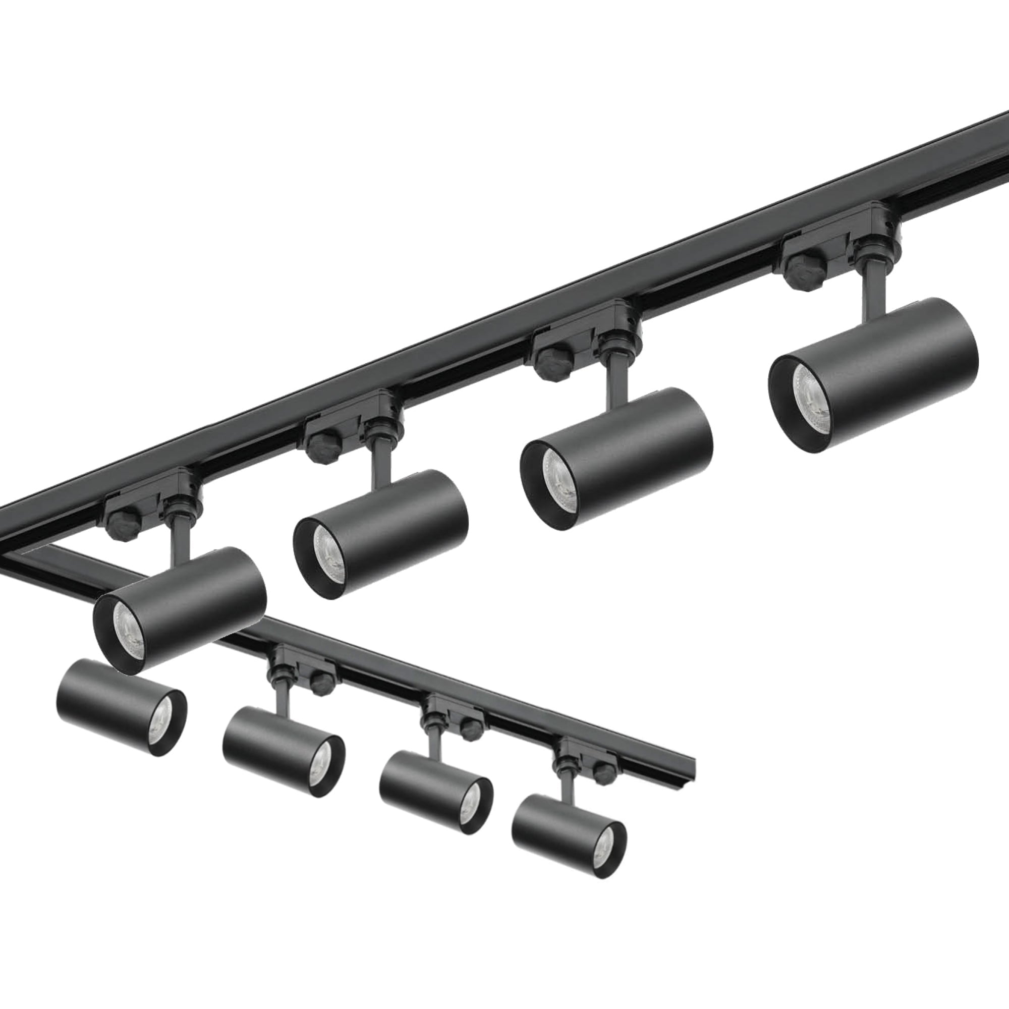 Zestaw szynowy 3 fazowy szyna 2m+2m, 8x Lampa, łącznik L CZARNY komplet - LAITICA