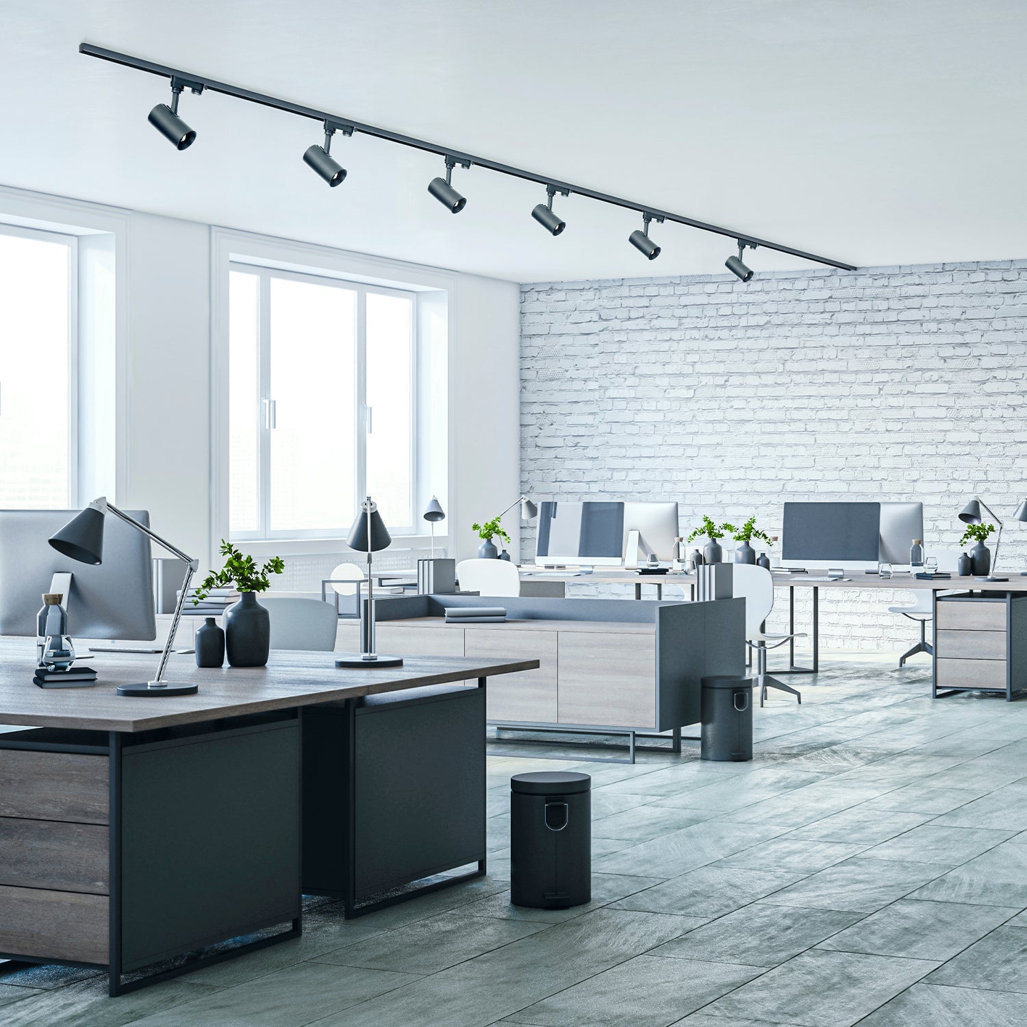 Zestaw szynowy 3 fazowy szyna 2m+2m, I zew., 6x Lampa, 2x zaślepka CZARNY - LAITICA