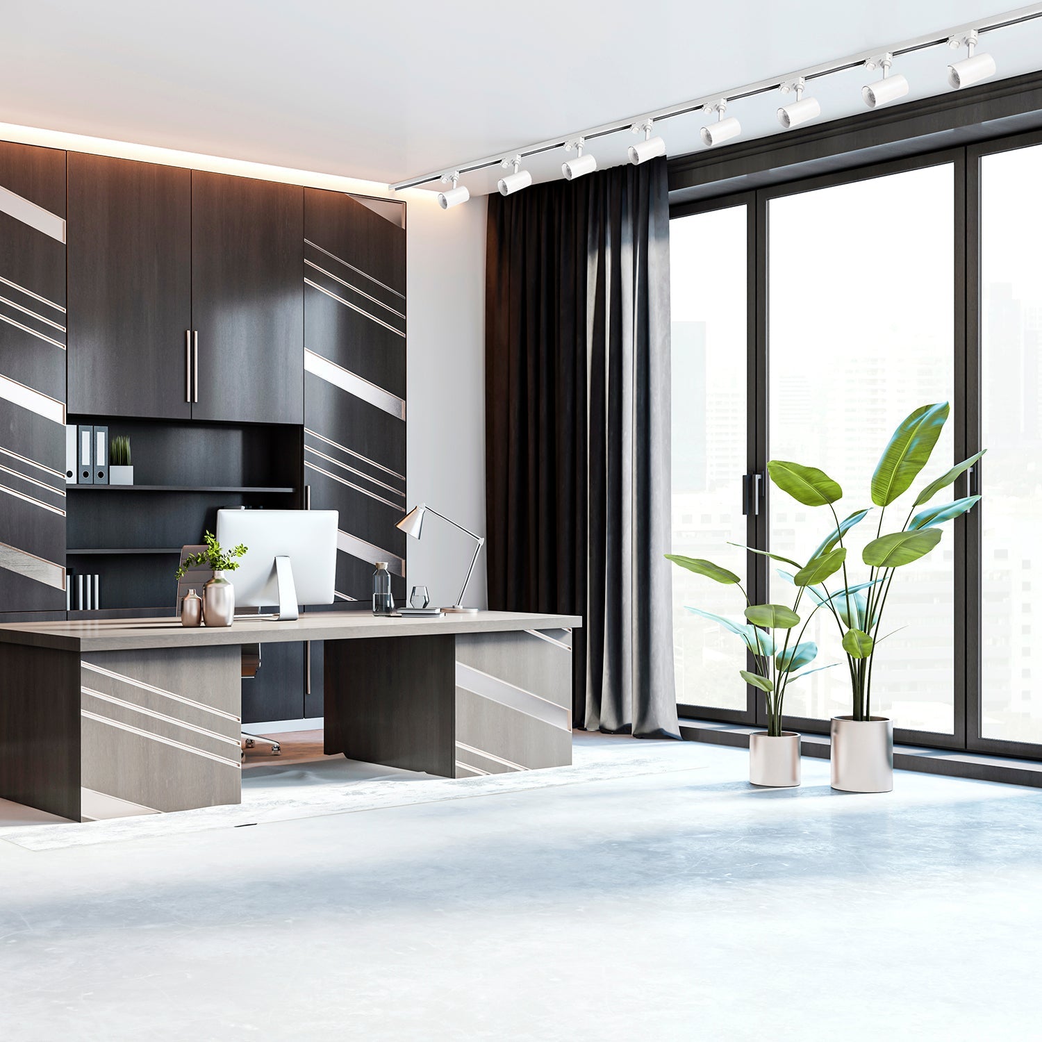 Zestaw szynowy 3 fazowy szyna 2m+2m, I zew., 8x Lampa, 2x zaślepka BIAŁY - LAITICA