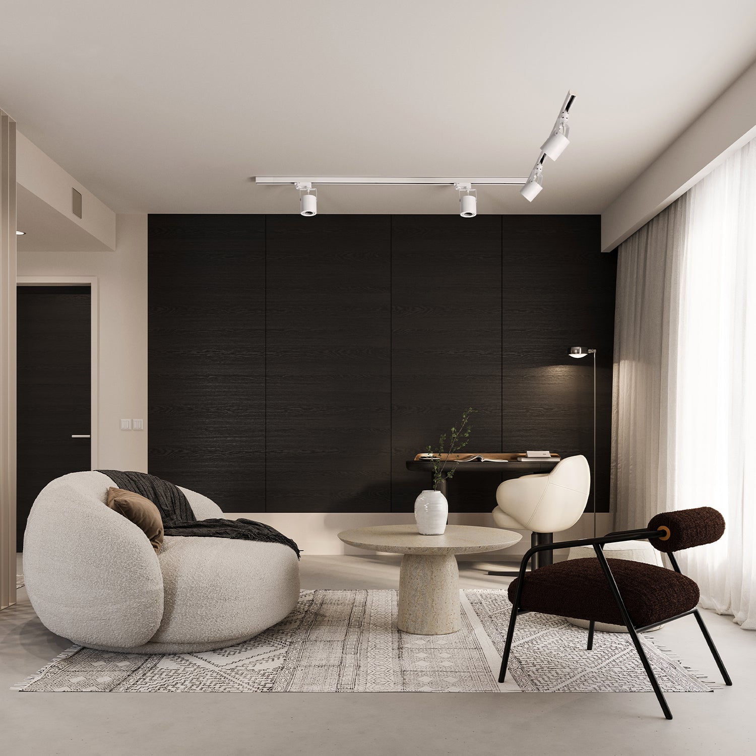 Zestaw Szynowy Biały 3 fazowy 4x Reflektor GU10 + Szyna 1m+2m + Łącznik L - LAITICA