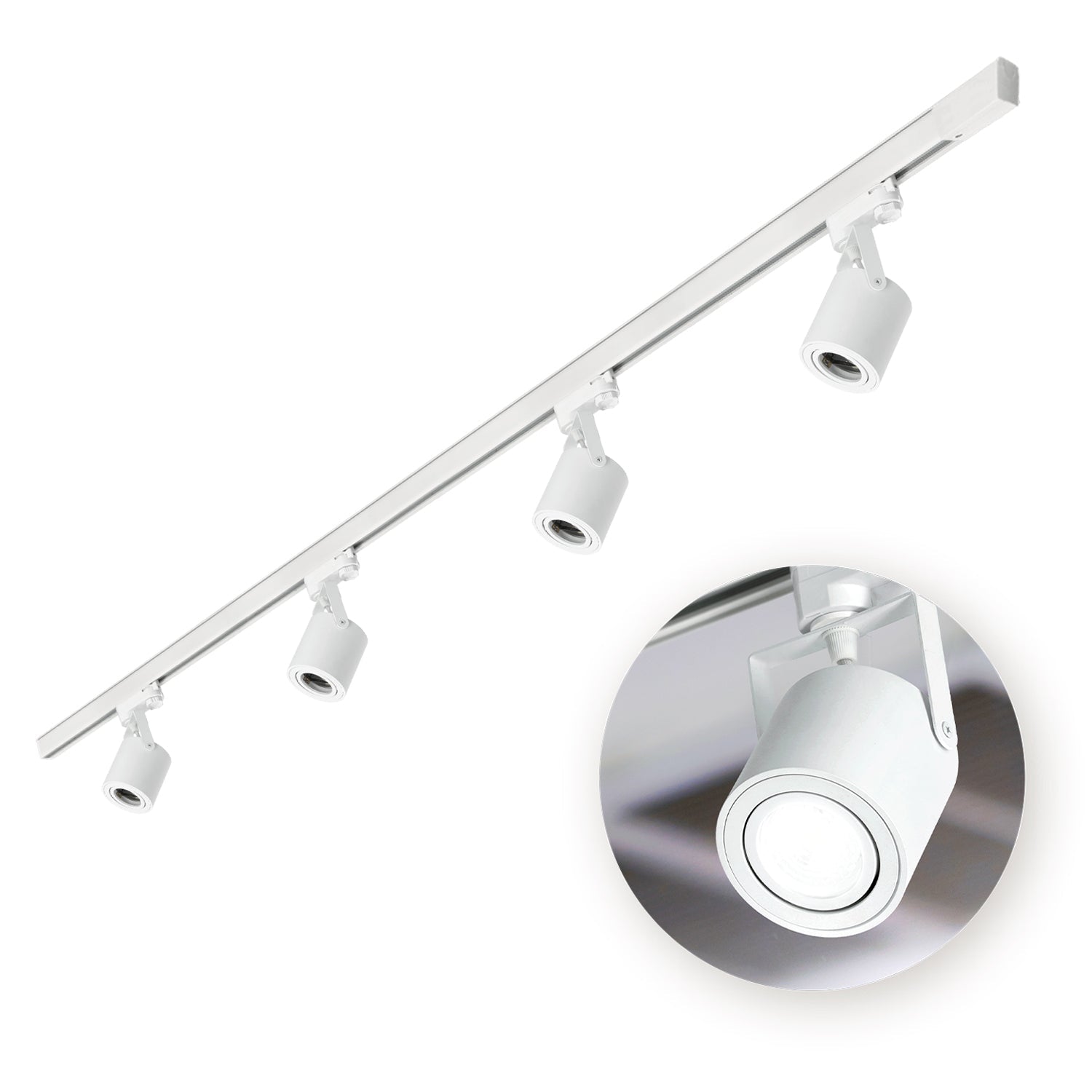Zestaw Szynowy Biały 3 fazowy 4x Reflektor na GU10 + Szyna 2m Komplet - LAITICA