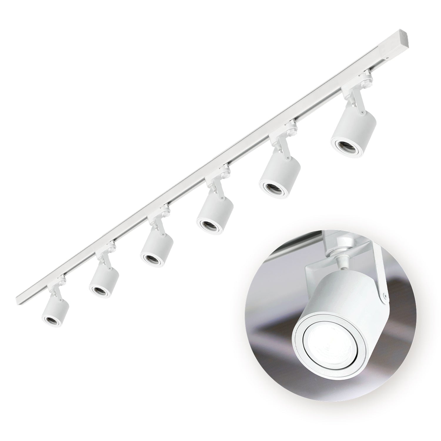 Zestaw Szynowy Biały 3 fazowy 6x Reflektor na GU10 + Szyna 2m Komplet - LAITICA