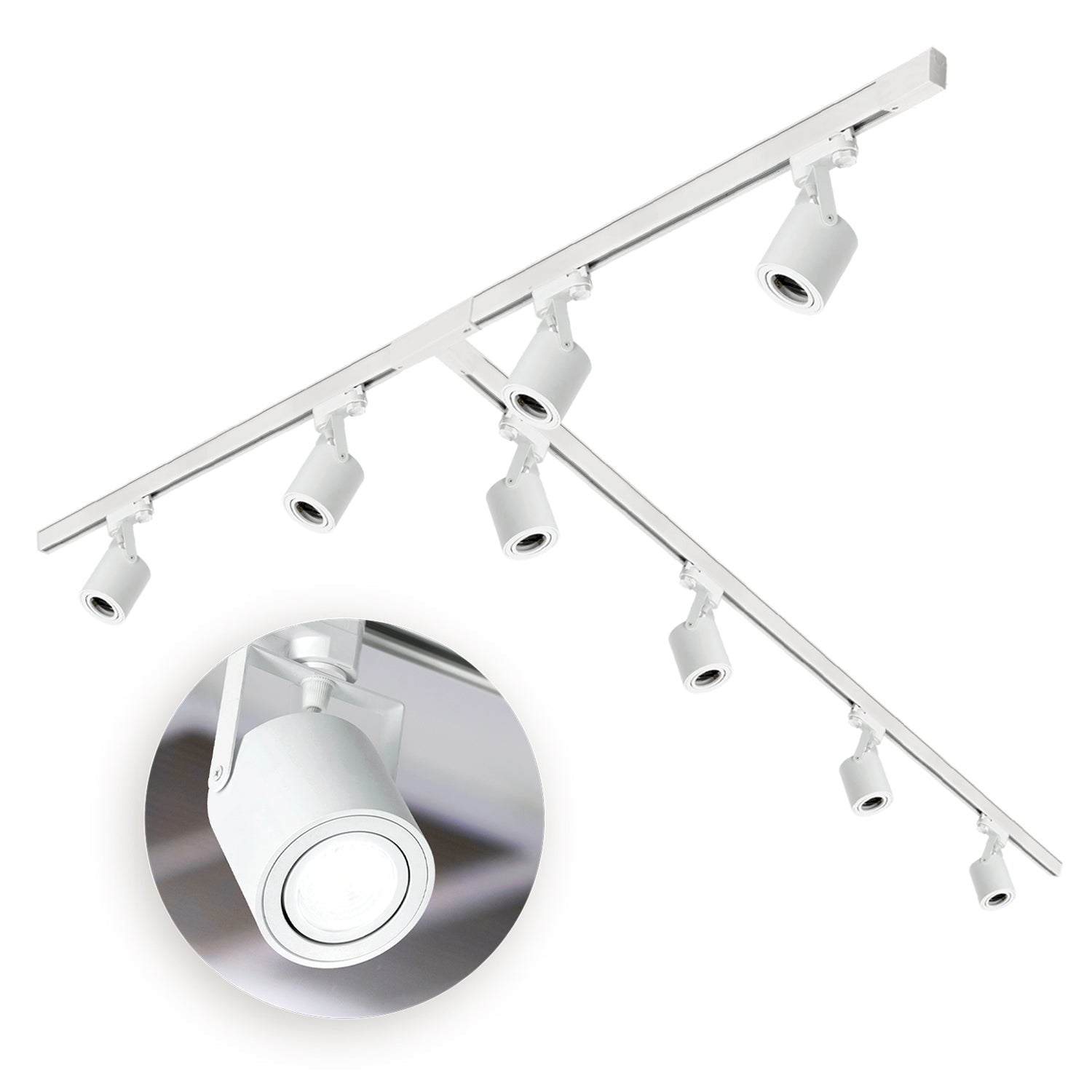 Zestaw Szynowy Biały 3 fazowy 8x Reflektor + Szyna 1m+1m+2m + Łącznik T - LAITICA