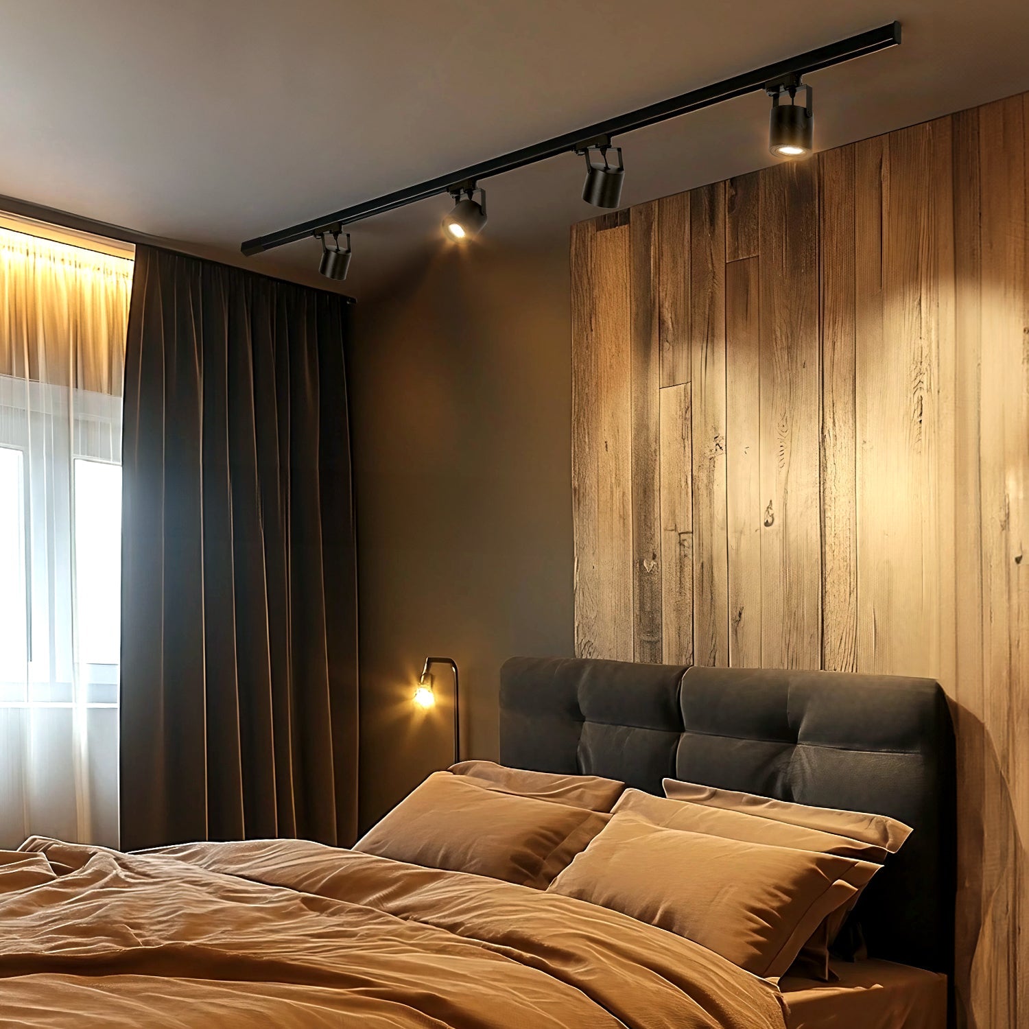 Zestaw Szynowy Czarny 3 fazowy 4x Reflektor GU10 + 2x Szyna 1m + Łącznik I - LAITICA