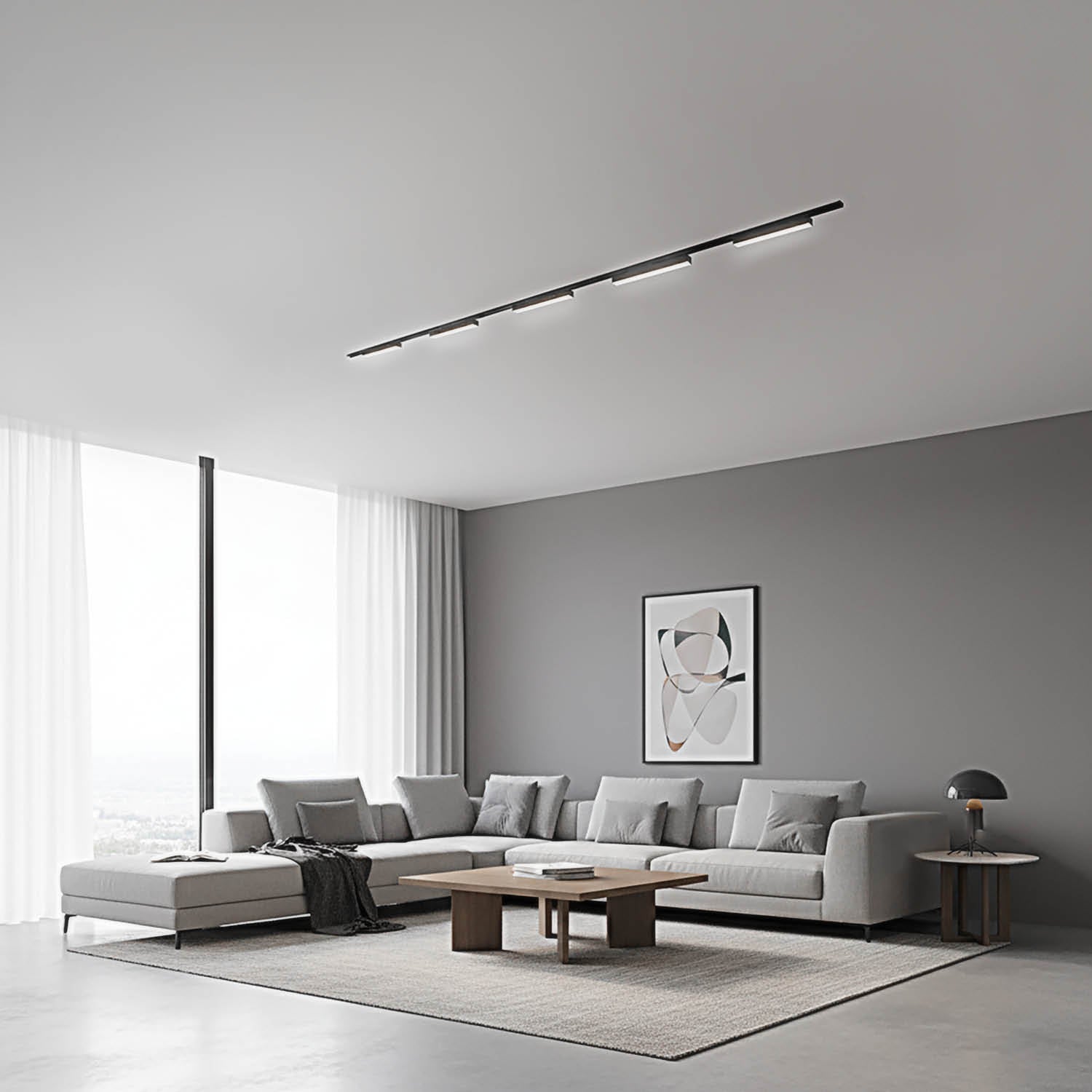 Zestaw szynowy magnetyczny 2×1 m + 5× lampa liniowa LED R3 10W 3CCT czarny - LAITICA