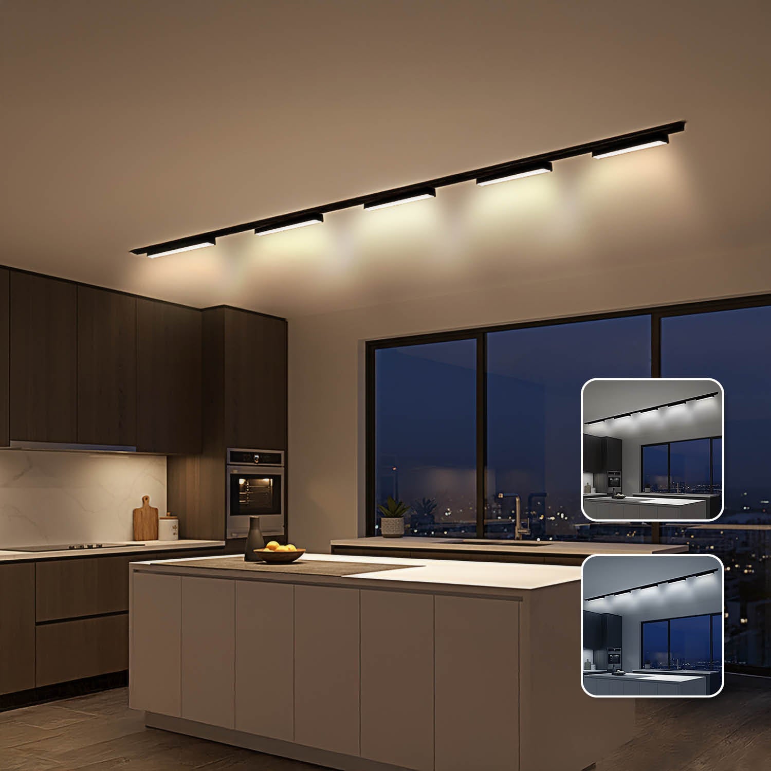 Zestaw szynowy magnetyczny 2×1 m + 5× lampa liniowa LED R3 10W 3CCT czarny - LAITICA