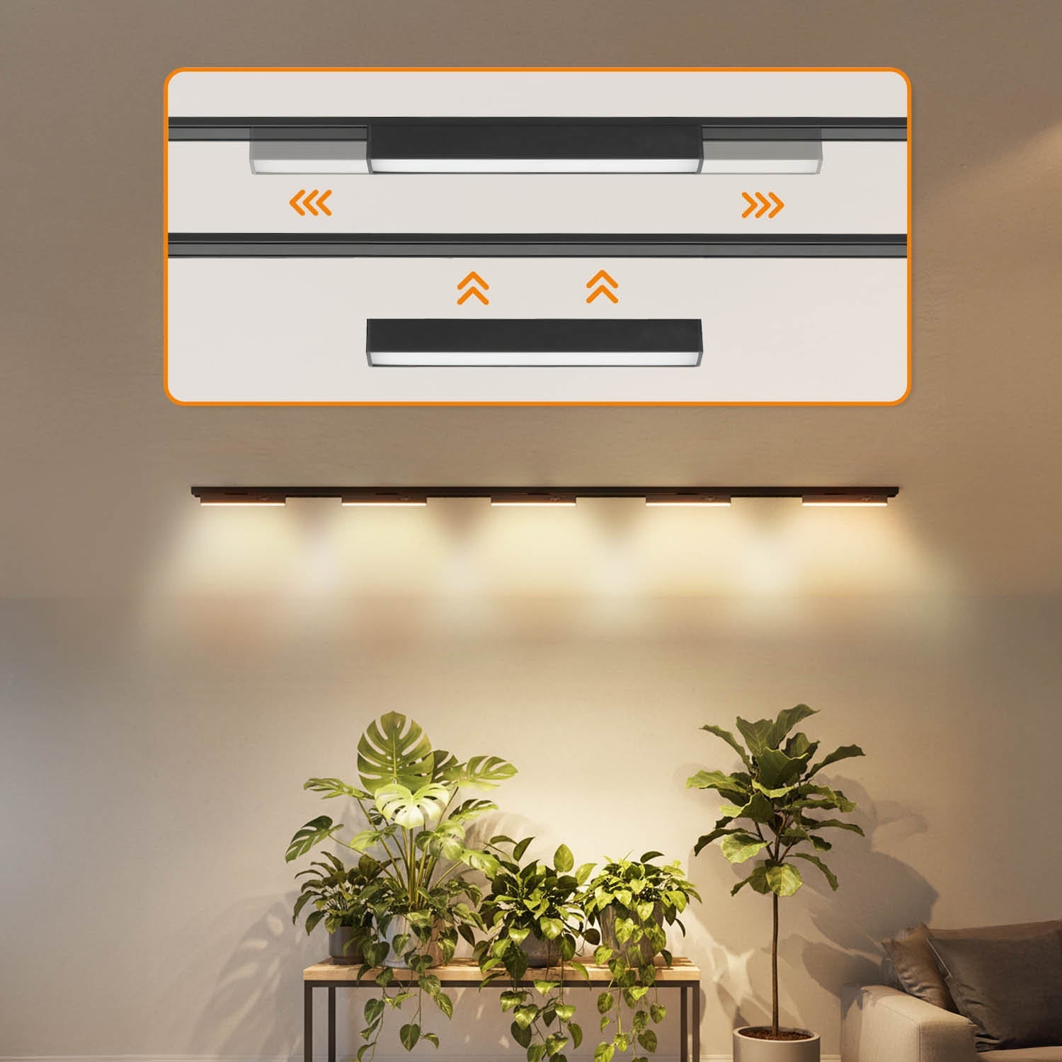 Zestaw szynowy magnetyczny 2×1 m + 5× lampa liniowa LED R3 10W 3CCT czarny - LAITICA