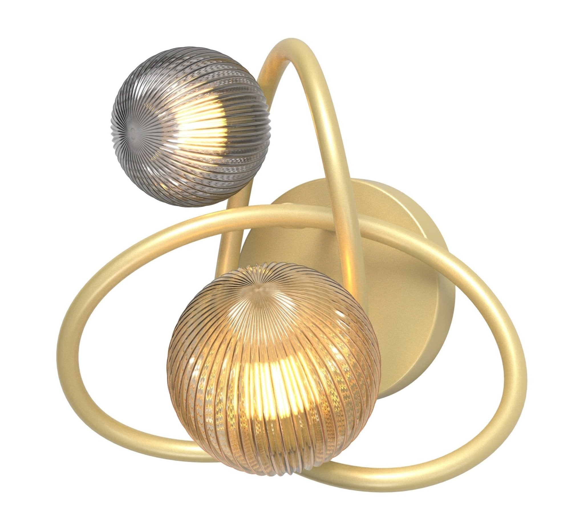 Złoty KINKIET ŚCIENNY MALTA 3000K 2 klosze dekoracyjny lampa ścienna - LAITICA