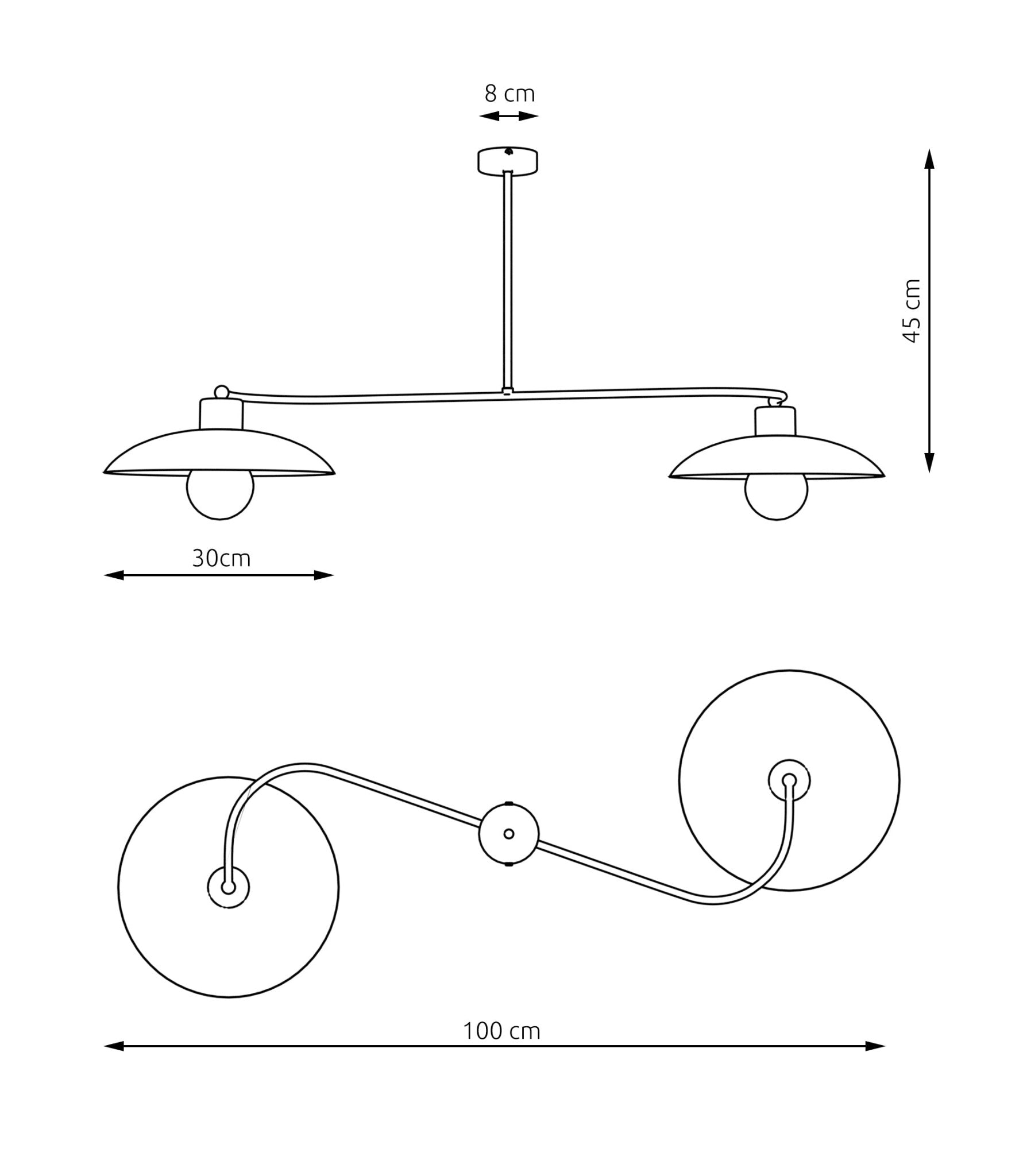 Żyrandol Lampa Wisząca LOFT INEZ Metalowa 2 punkty E27 Sufitowa CZARNA - LAITICA
